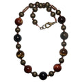 Collier œil de tigre rustique perles œil de faucon bleues laiton