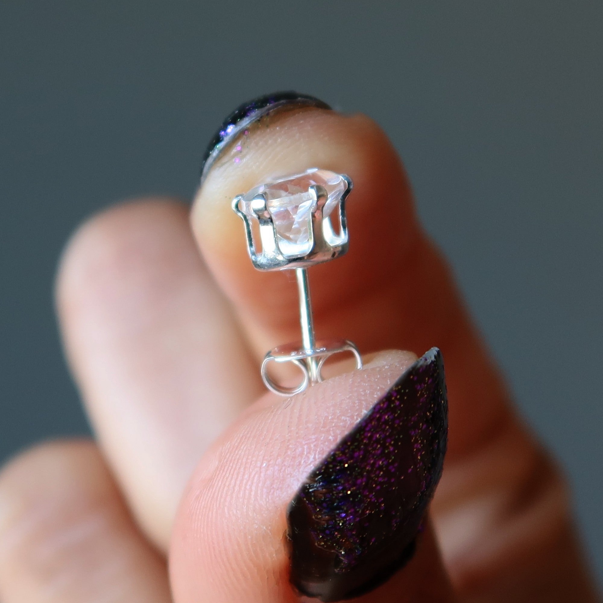 Topaz Earrings Clear Personality Studs Sterling Silver