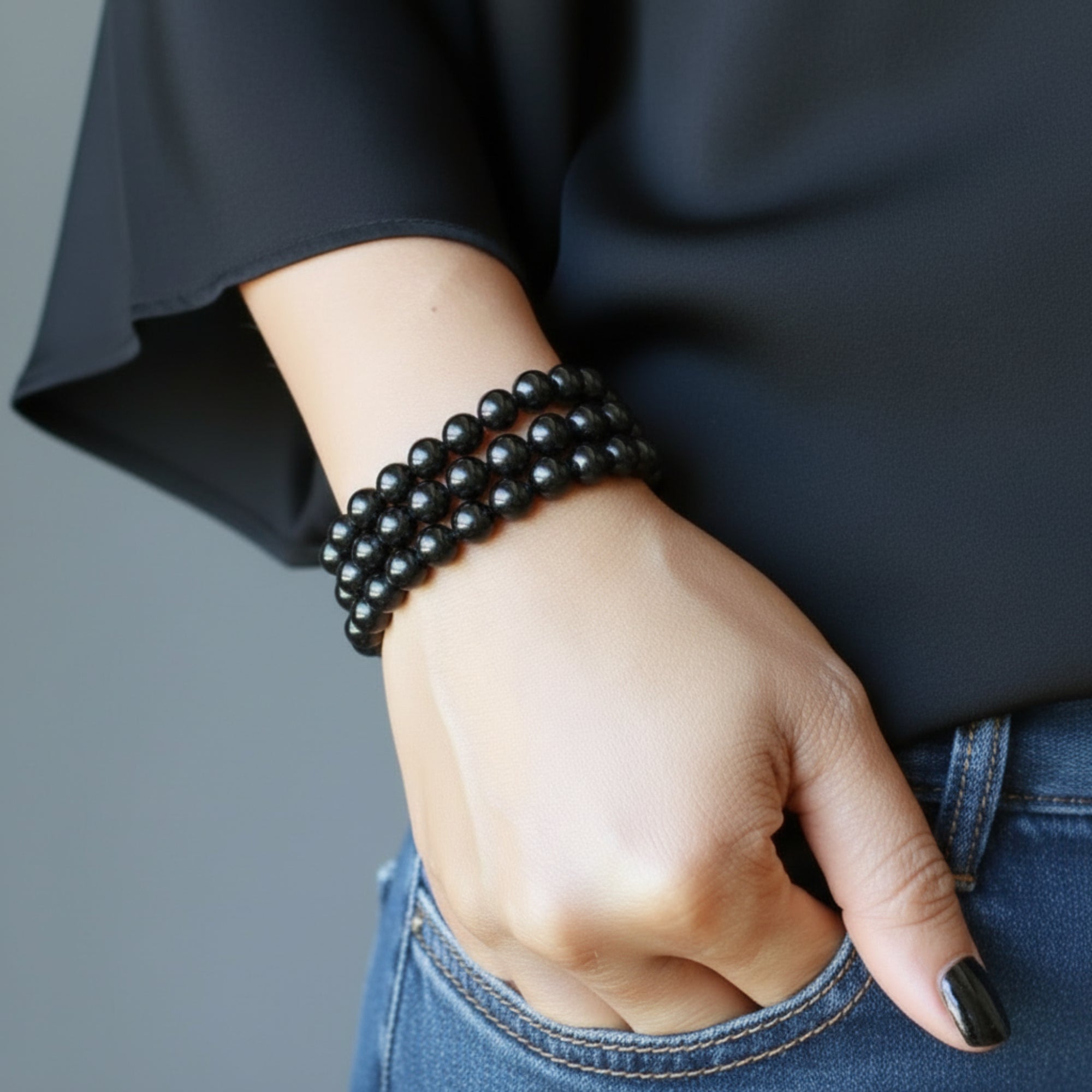 Black Tourmaline Bracelet Gemstone Beads Heroic Protection