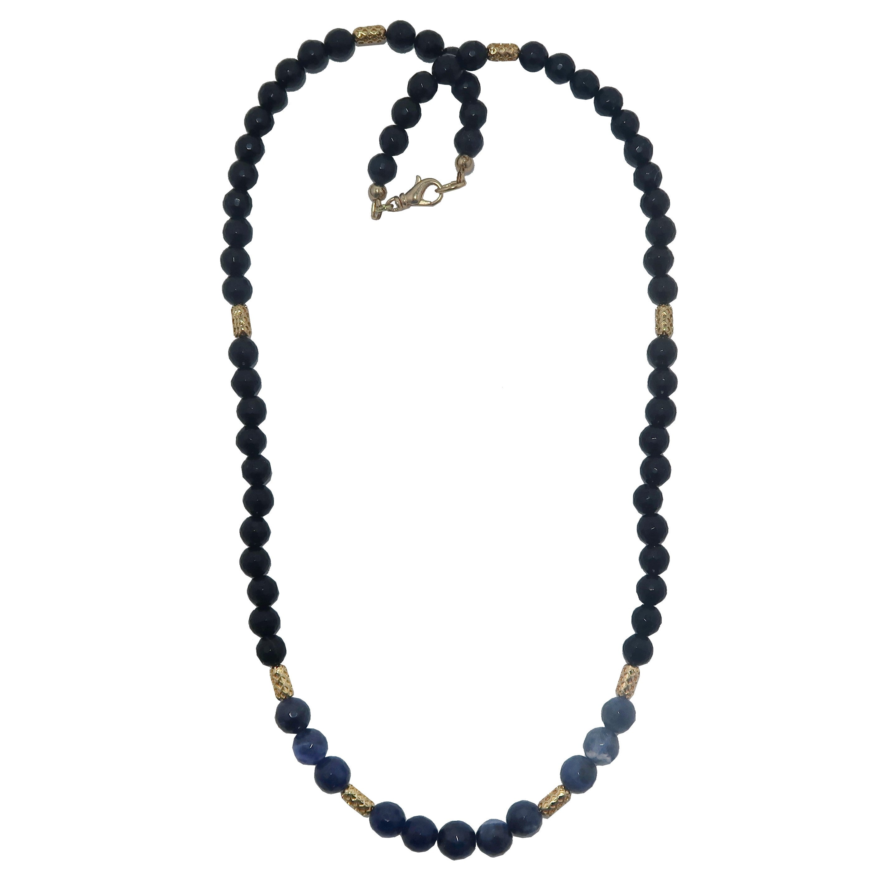 Black Tourmaline Necklace Sodalite Flair of Gold