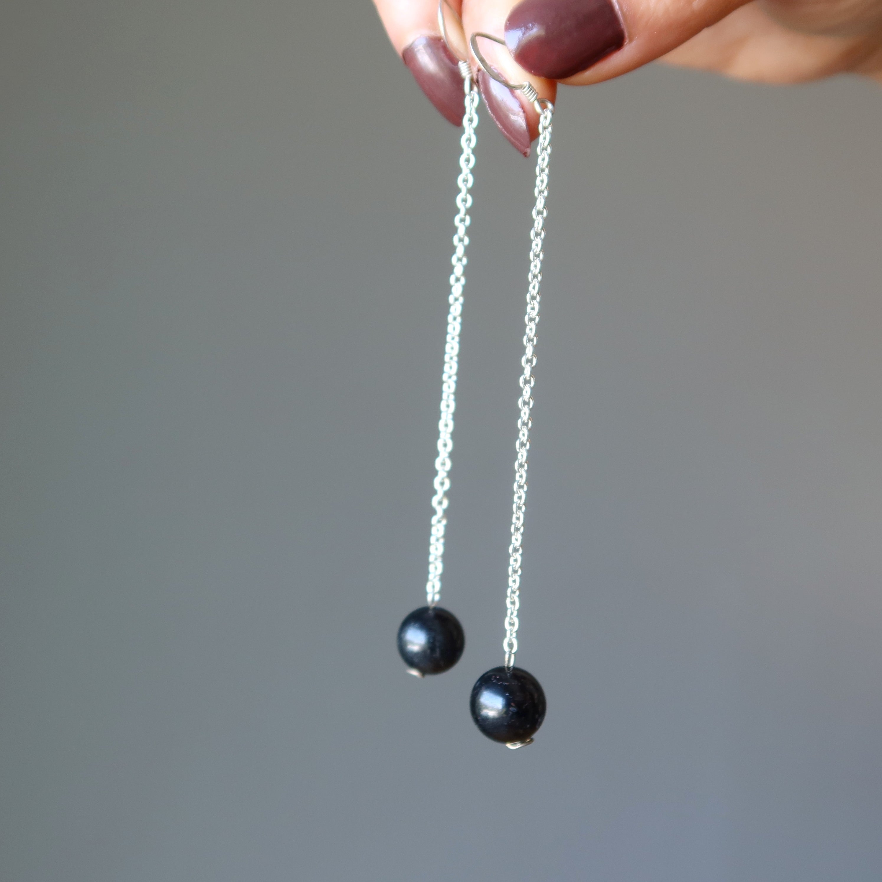 Boucles d'oreilles Tourmaline Noire Pierres de la Déesse Guerrière