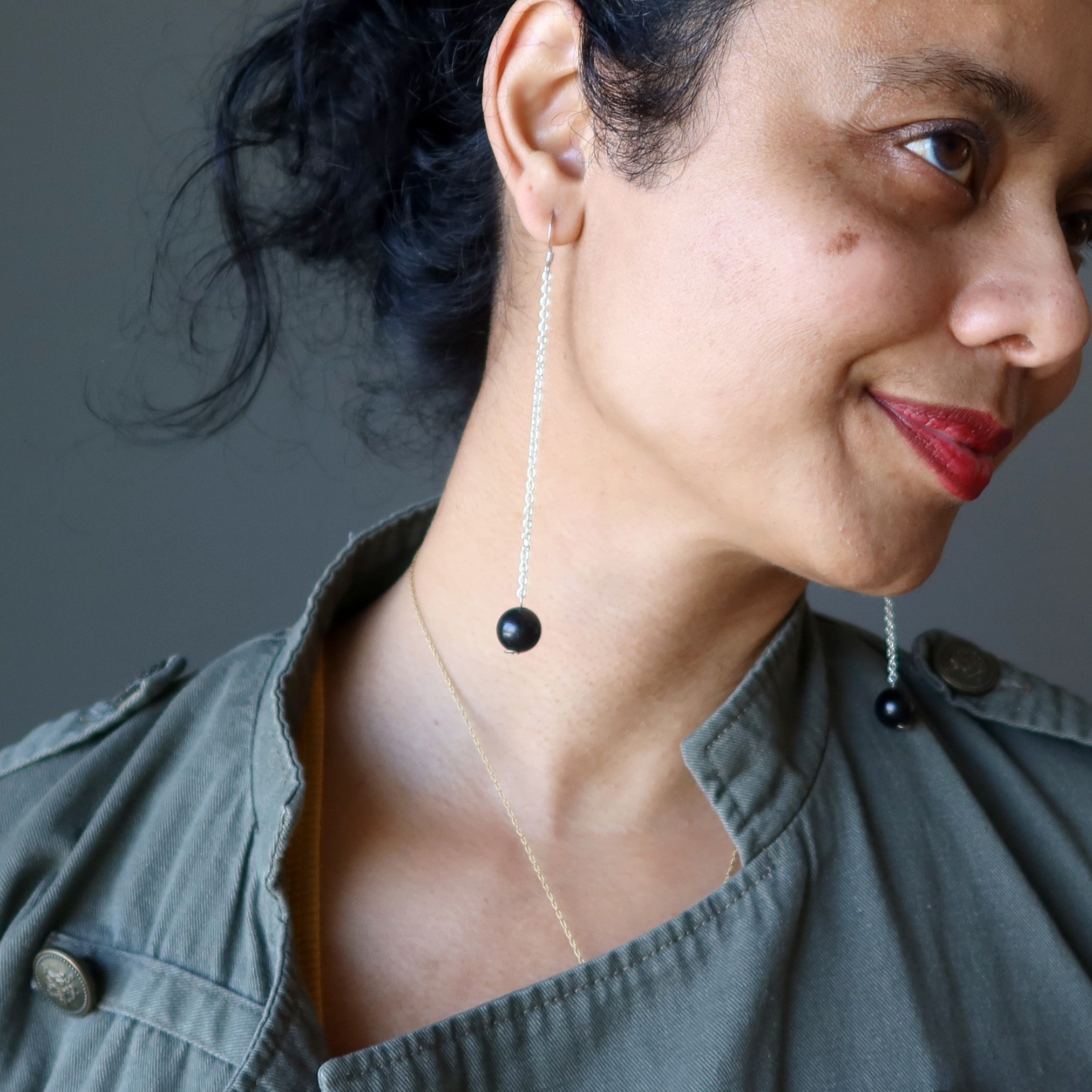 Boucles d'oreilles Tourmaline Noire Pierres de la Déesse Guerrière