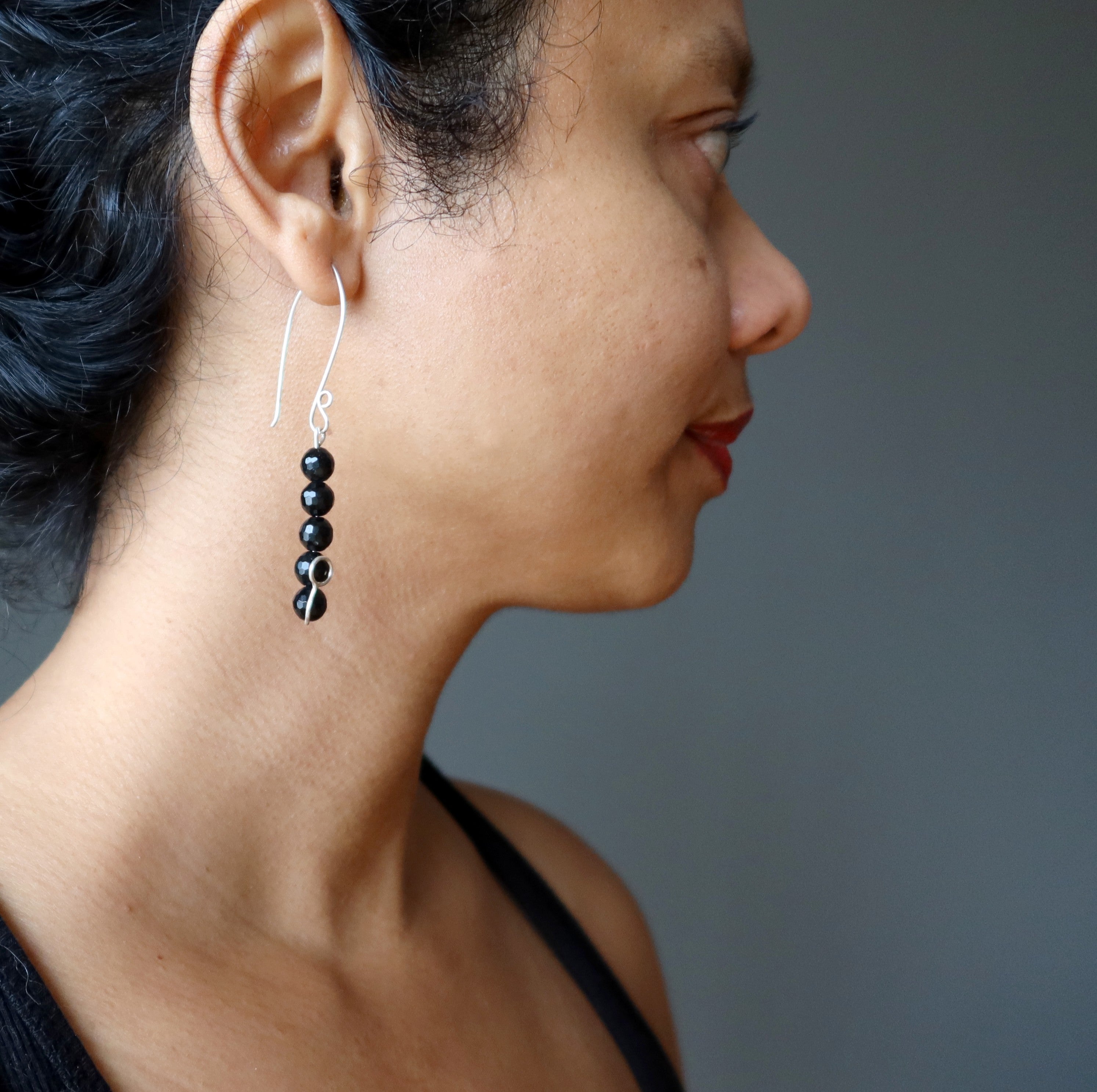 Black Tourmaline Earrings Glisten Sterling Silver