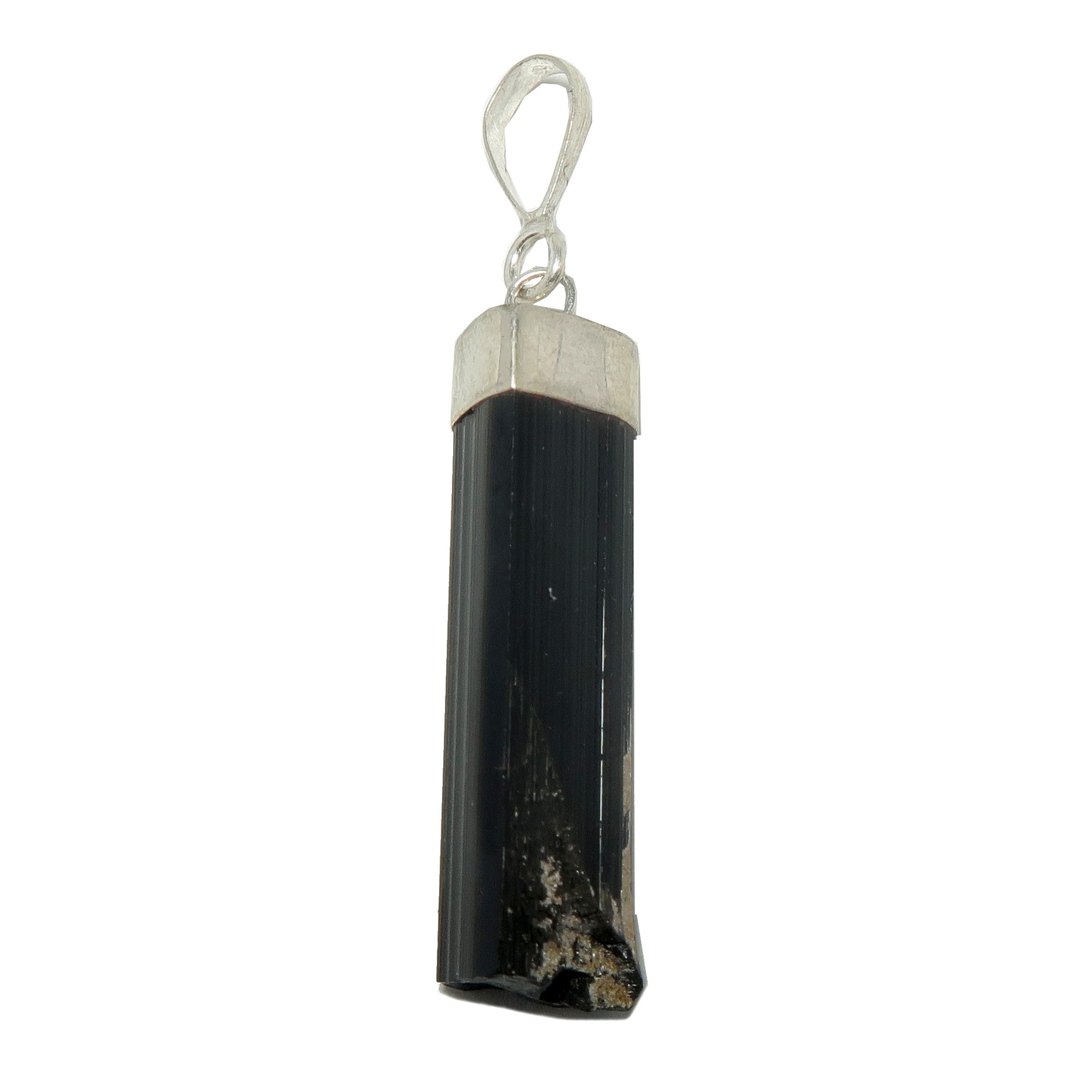Black Tourmaline Pendant Raw Power Sterling Silver