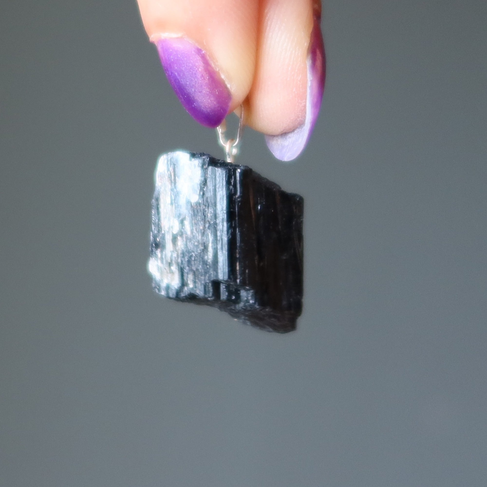 Black Tourmaline Pendant Raw Crystal Savior Silver