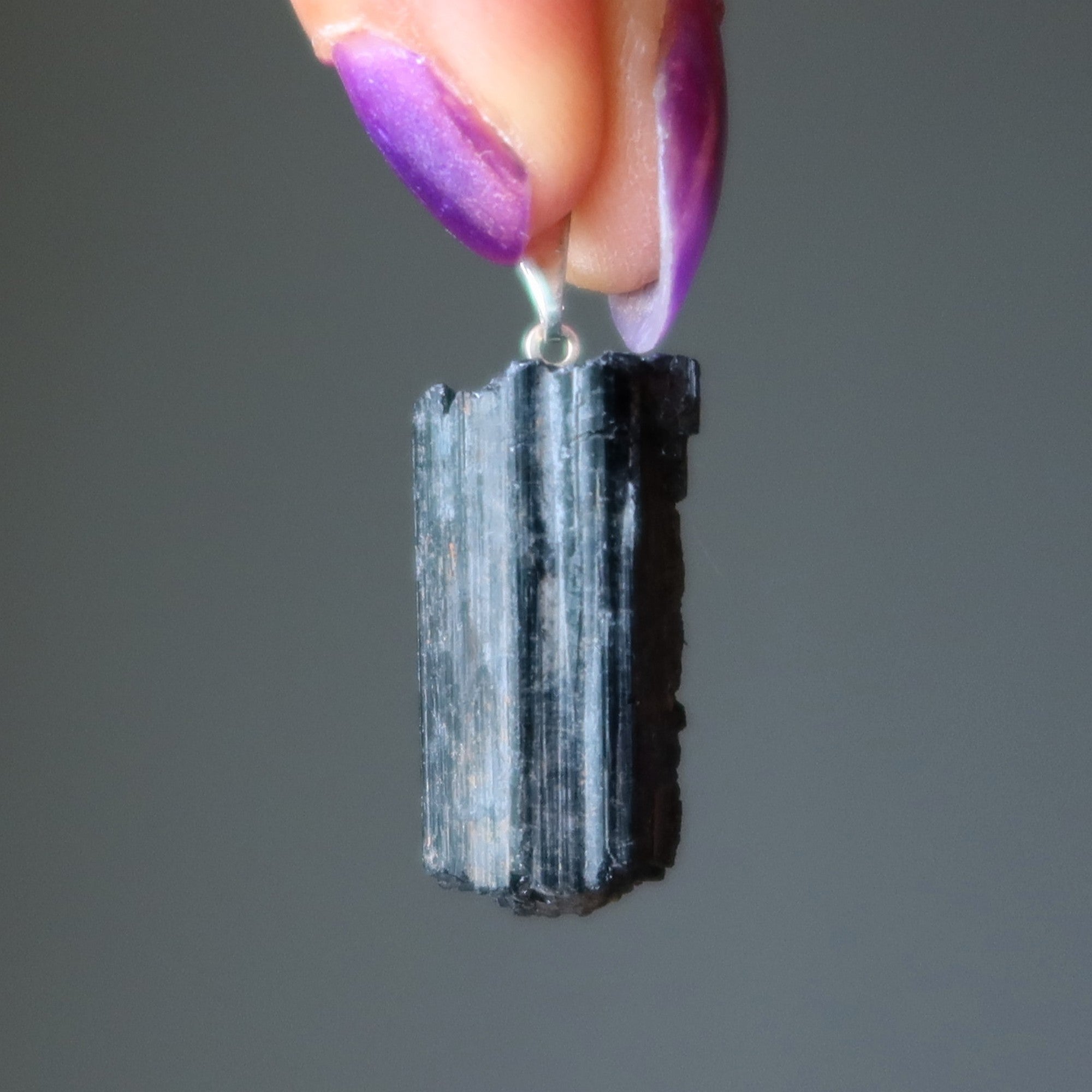 Black Tourmaline Pendant Raw Crystal Savior Silver