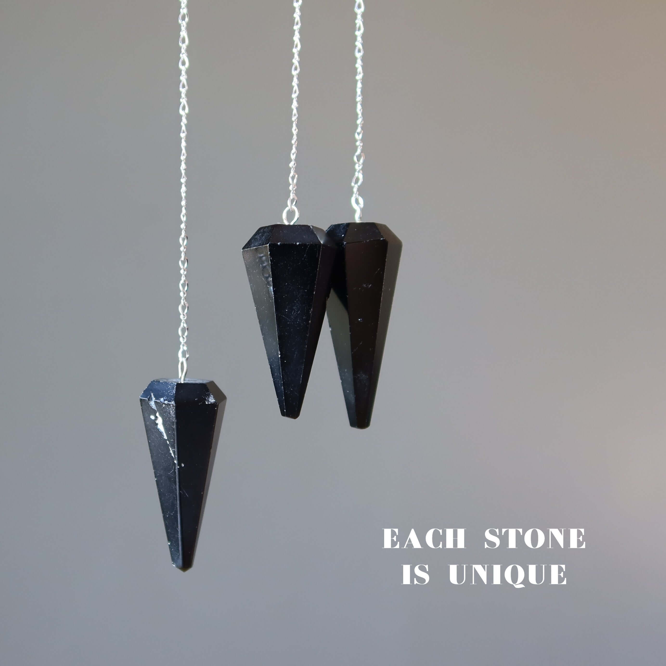 Pendentif en tourmaline noire hypnotique en argent sterling