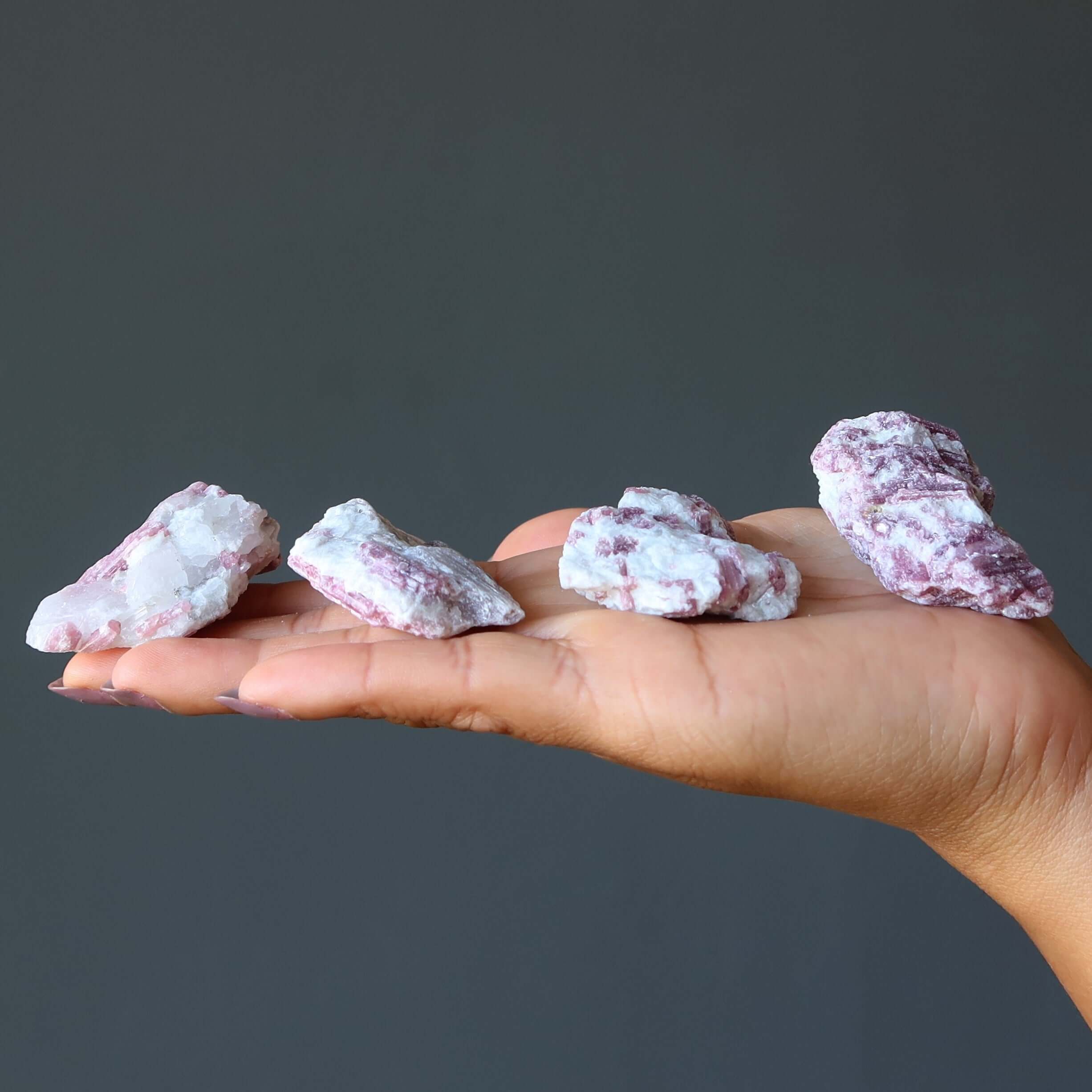 Pink Tourmaline Raw Crystal Romance Stone in Snow Quartz