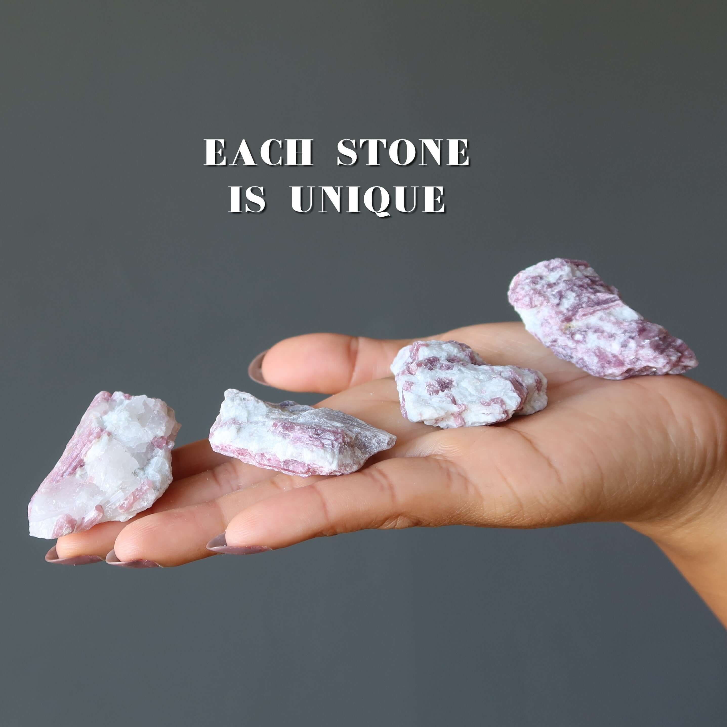 Pink Tourmaline Raw Crystal Romance Stone in Snow Quartz