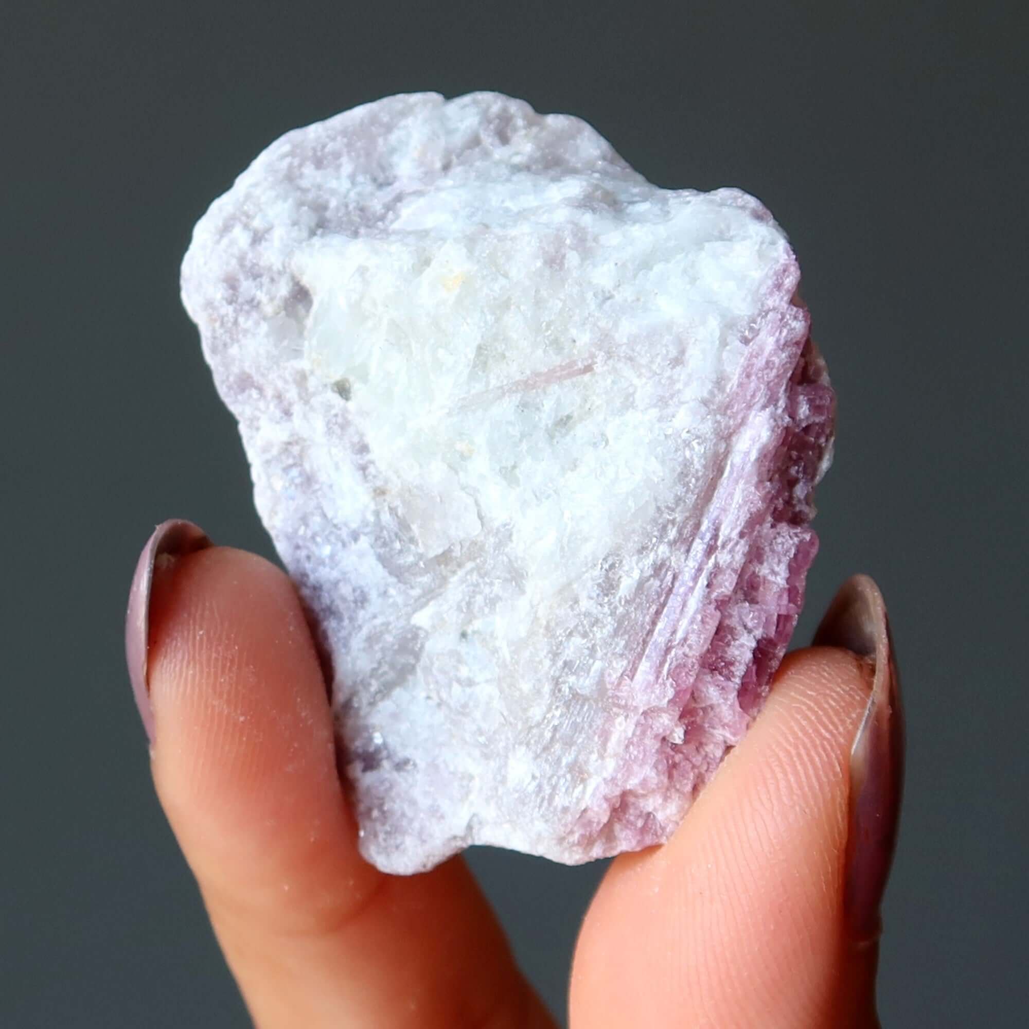 Pink Tourmaline Raw Crystal Romance Stone in Snow Quartz