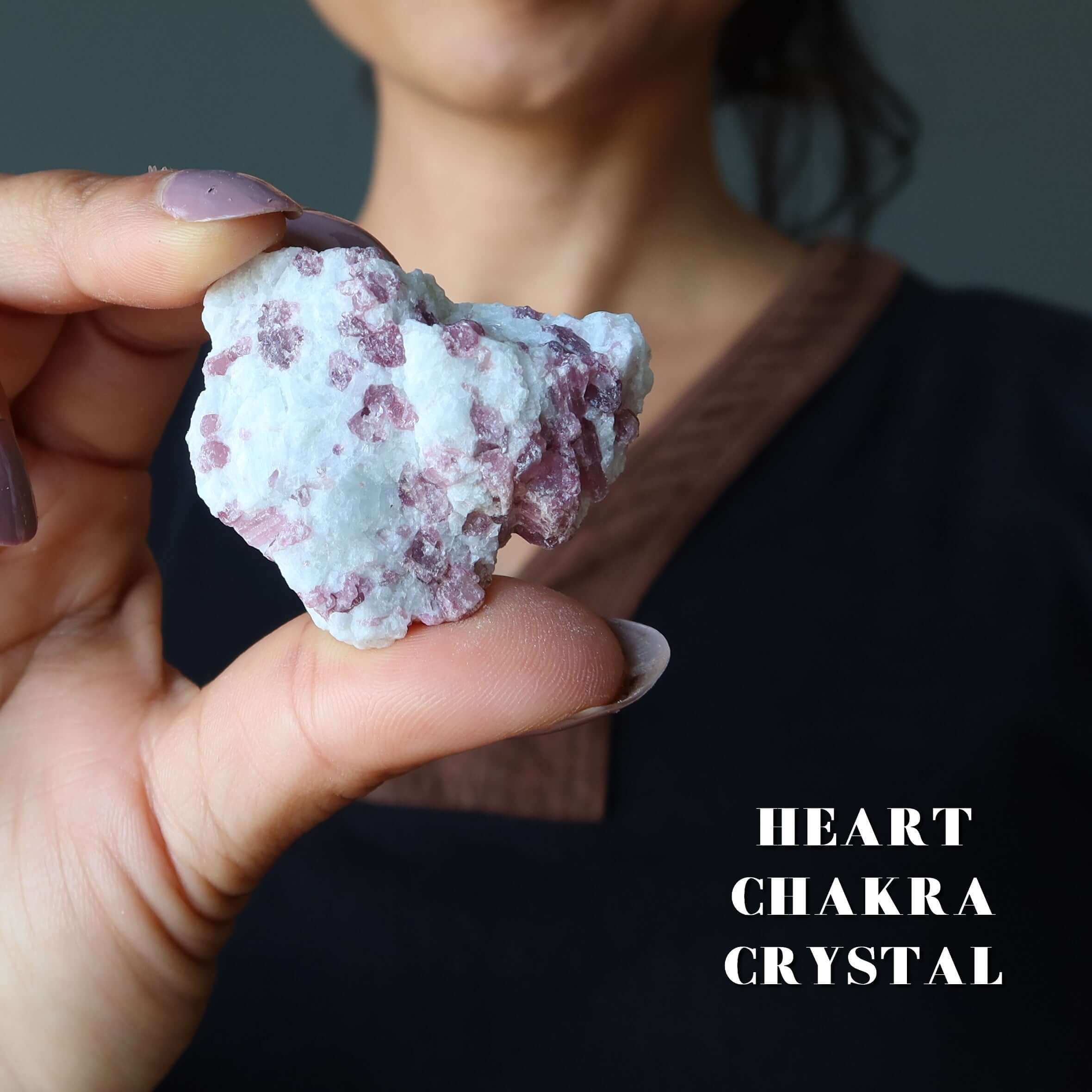 Pink Tourmaline Raw Crystal Romance Stone in Snow Quartz