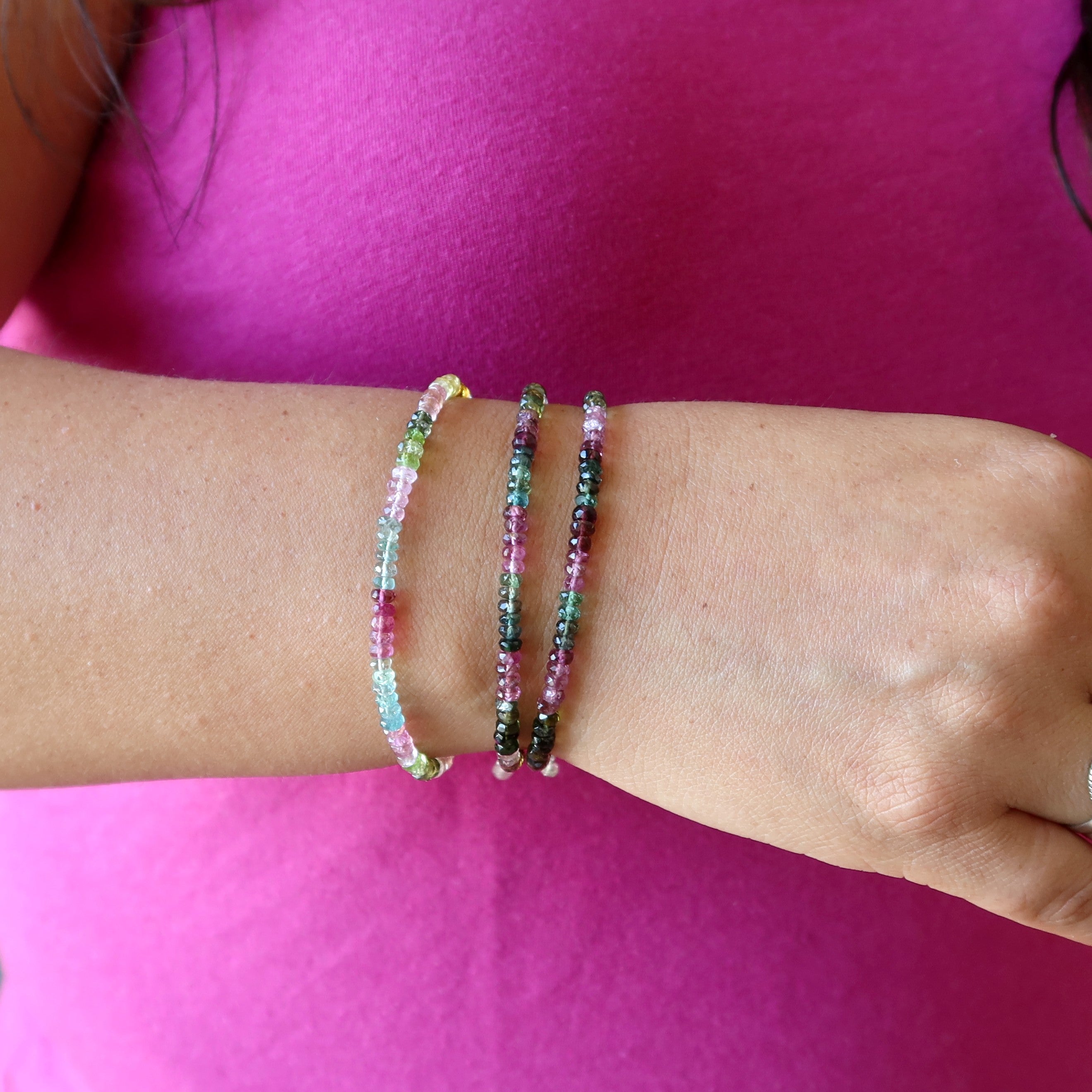 Rainbow Tourmaline Bracelet Faceted Gem Sterling Silver