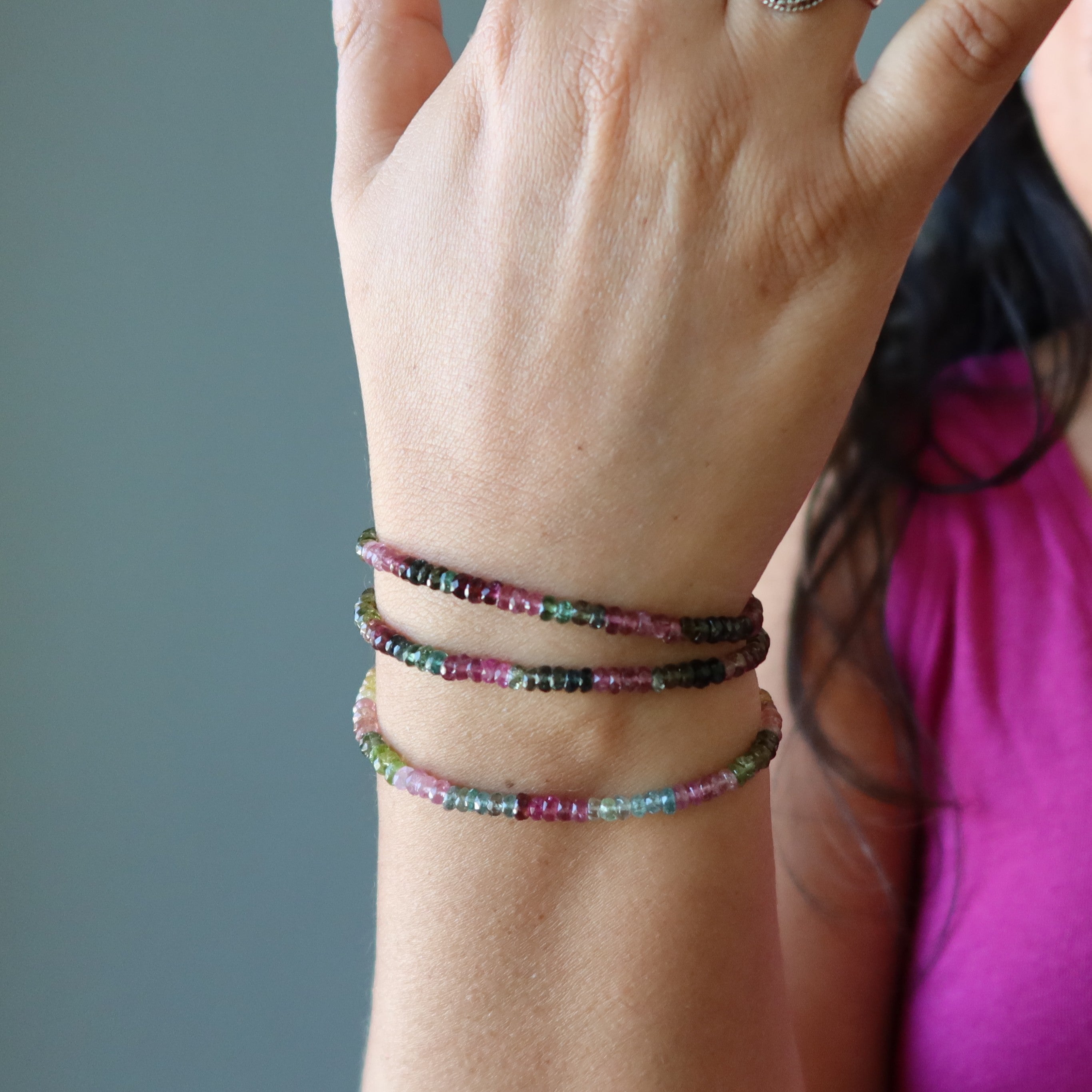 Rainbow Tourmaline Bracelet Faceted Gem Sterling Silver