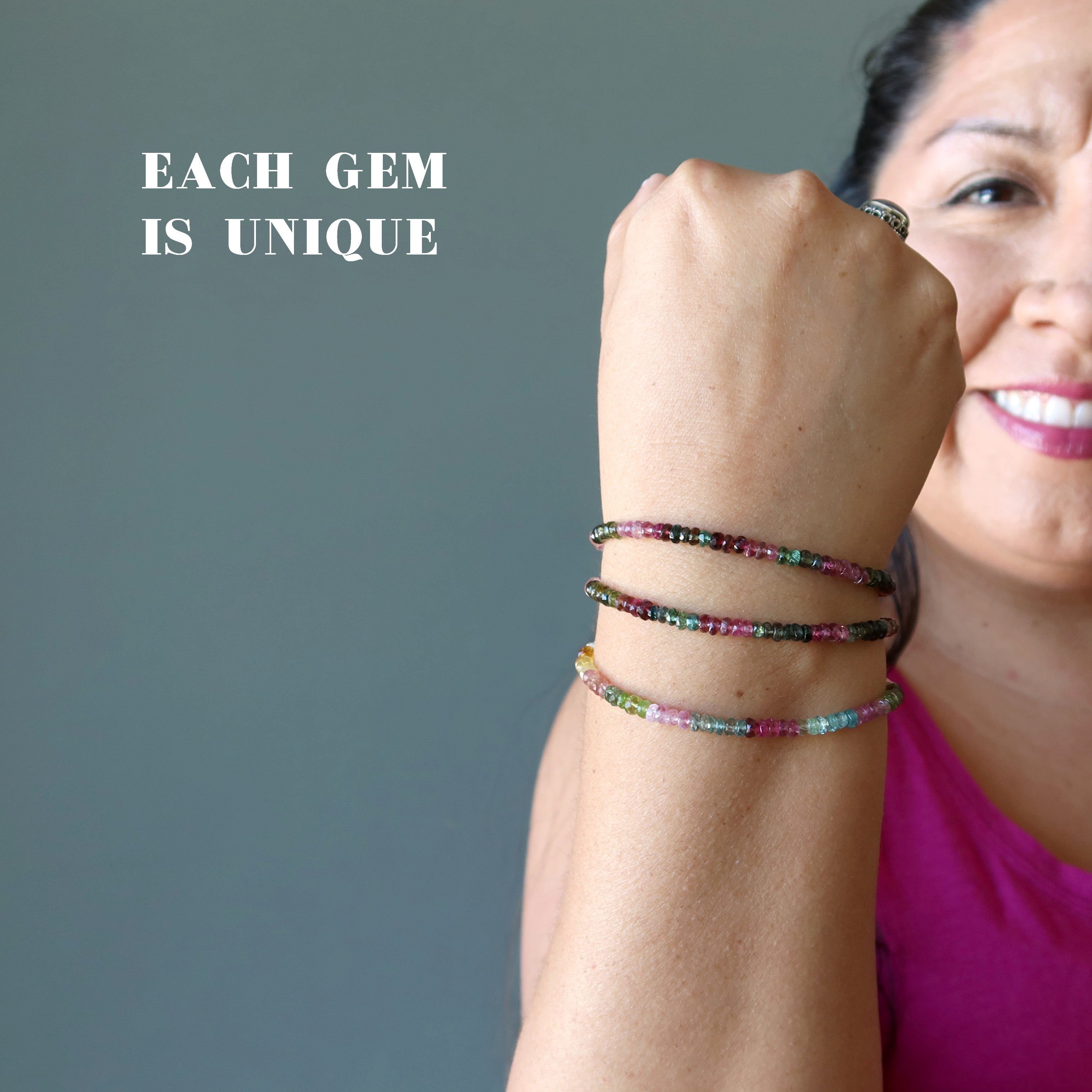 Rainbow Tourmaline Bracelet Faceted Gem Sterling Silver