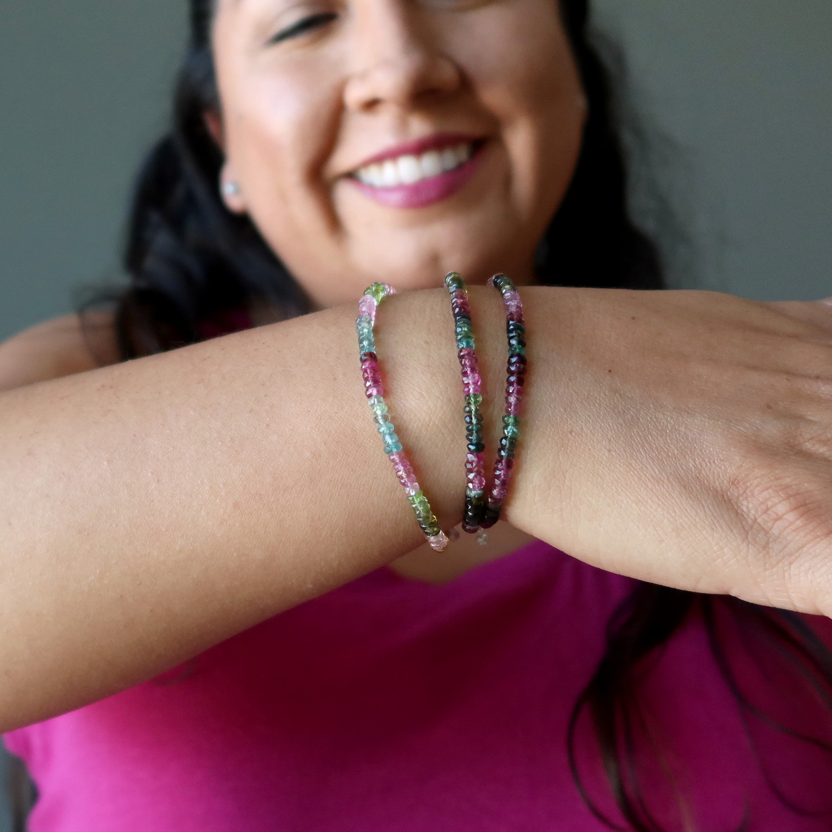 Rainbow Tourmaline Bracelet Faceted Gem Sterling Silver