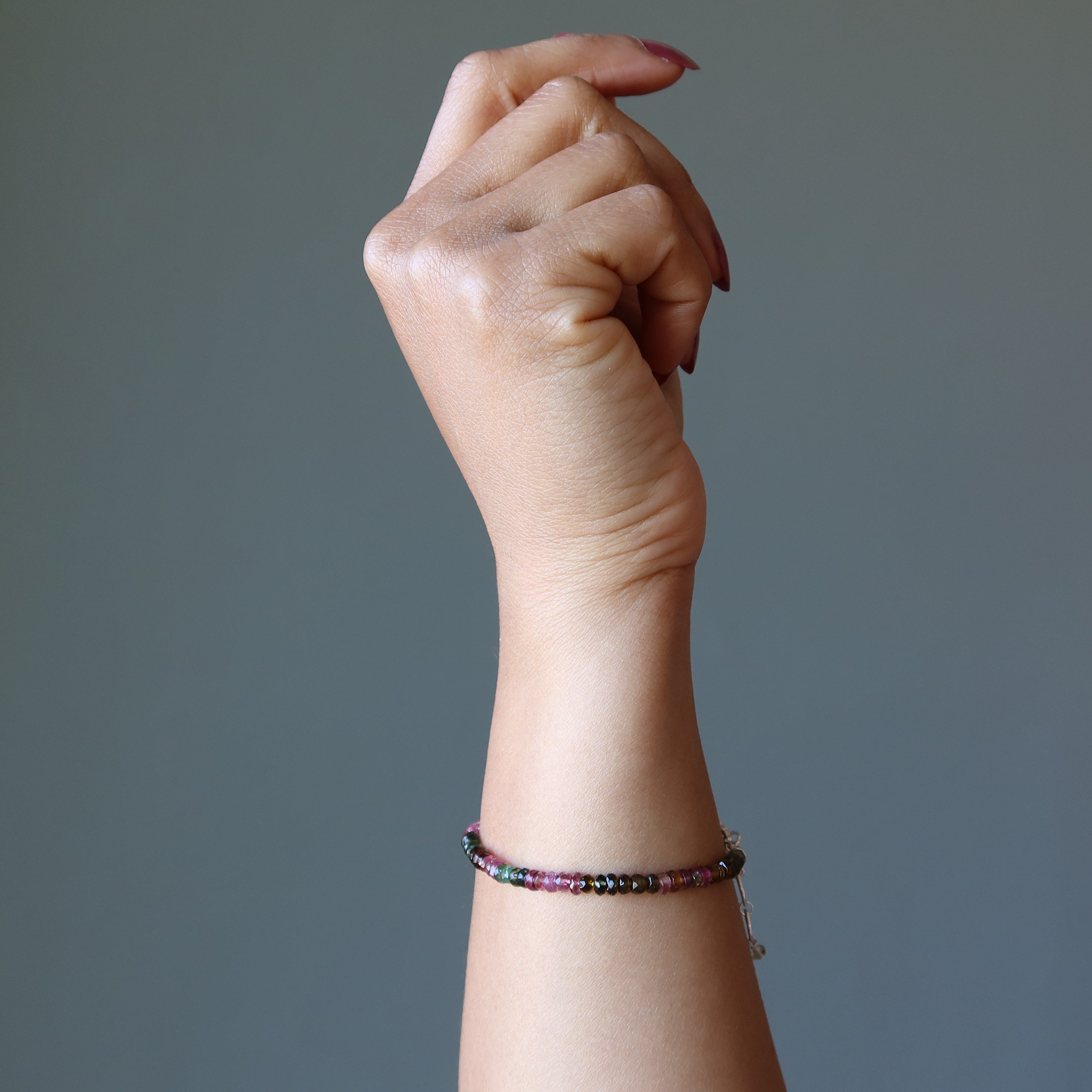 Rainbow Tourmaline Bracelet Faceted Gem Sterling Silver