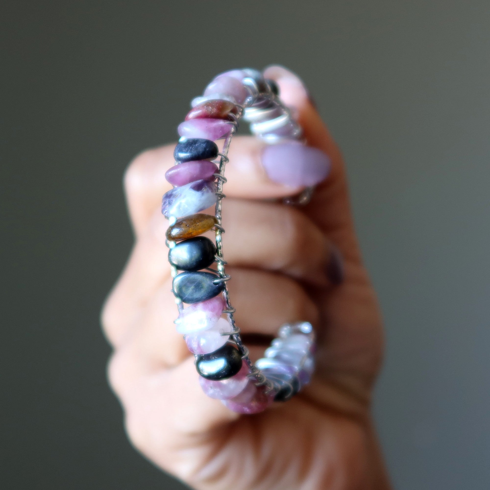 Rainbow Tourmaline Bracelet Cuff of Joy 18-Karat Gold