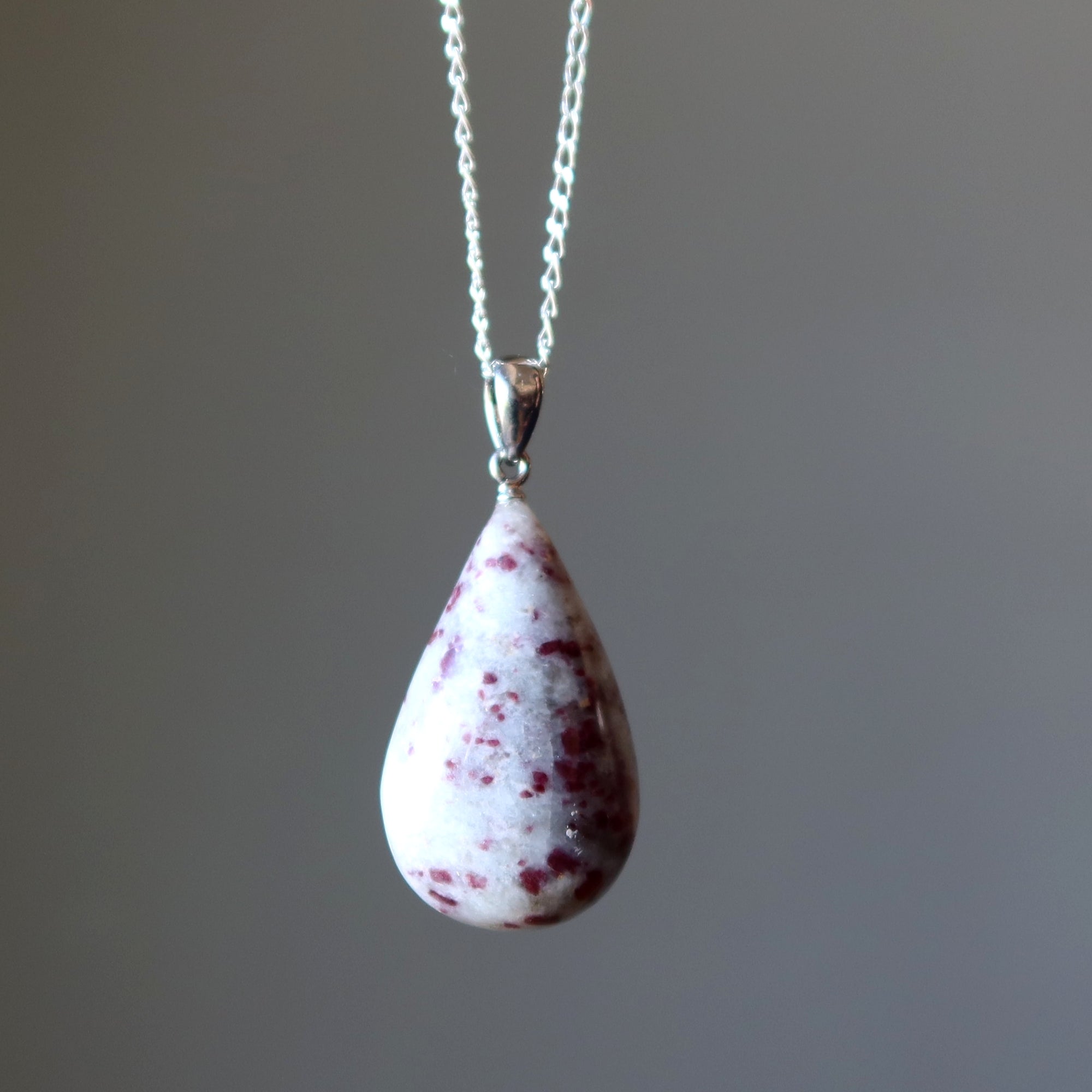 Collier Tourmaline Rouge Romantique Plein d'Espoir en Argent Sterling