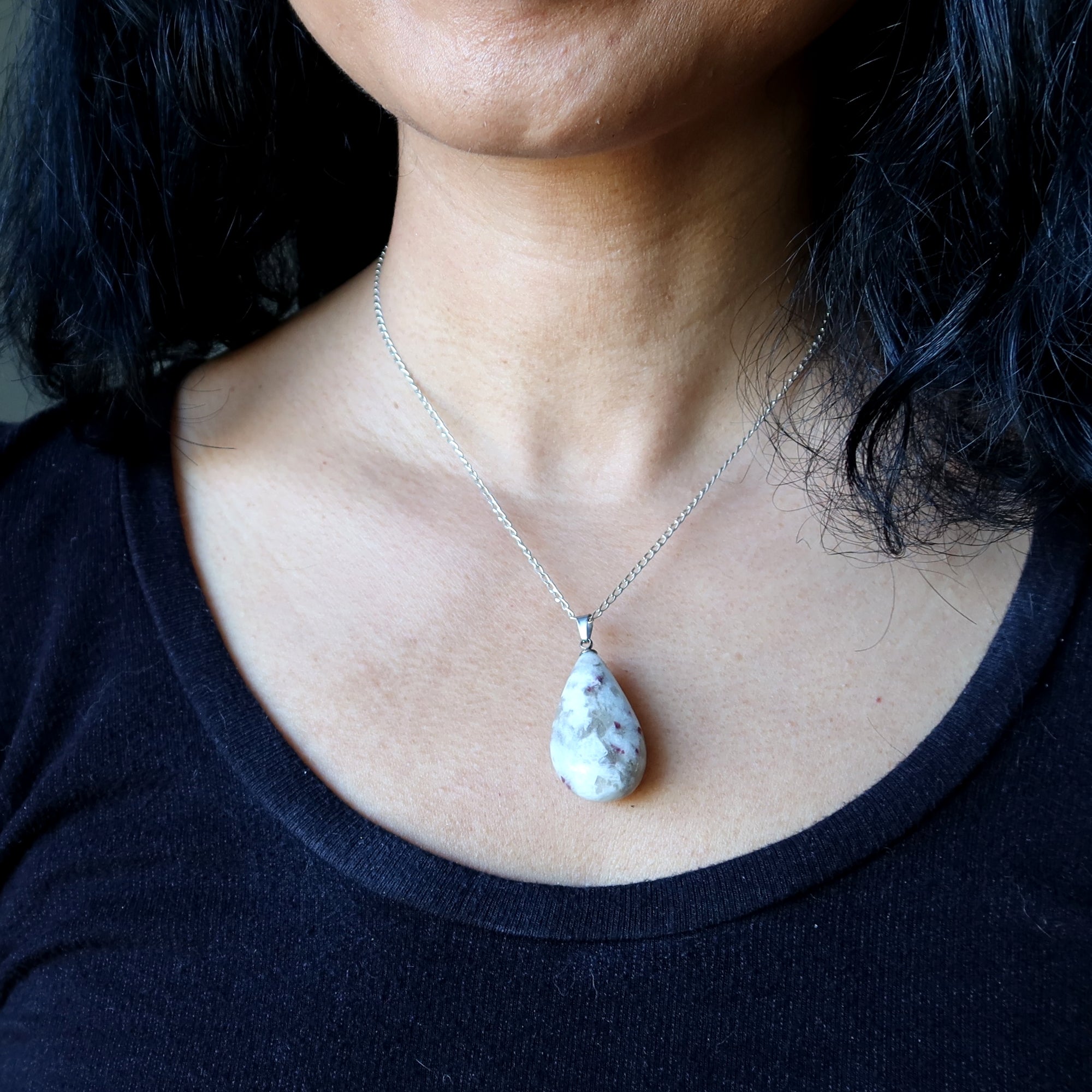 Collier Tourmaline Rouge Romantique Plein d'Espoir en Argent Sterling