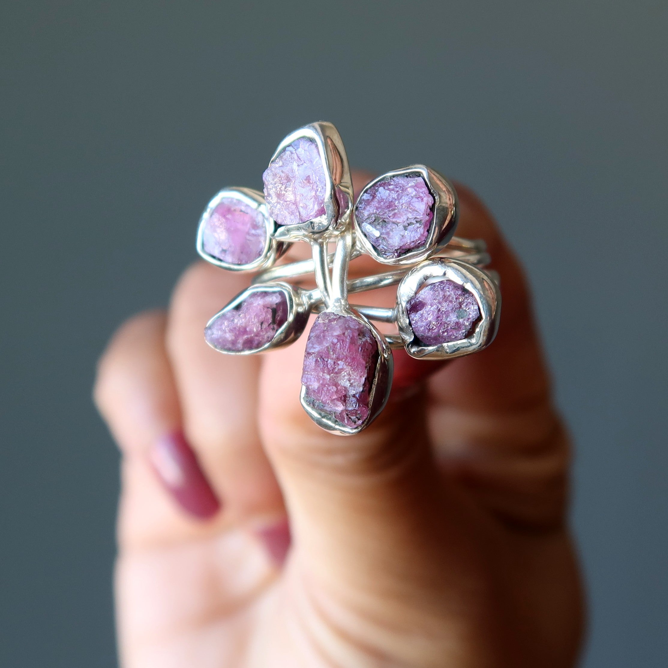 Pink Tourmaline Ring Orchid Sterling Silver Size 9.5