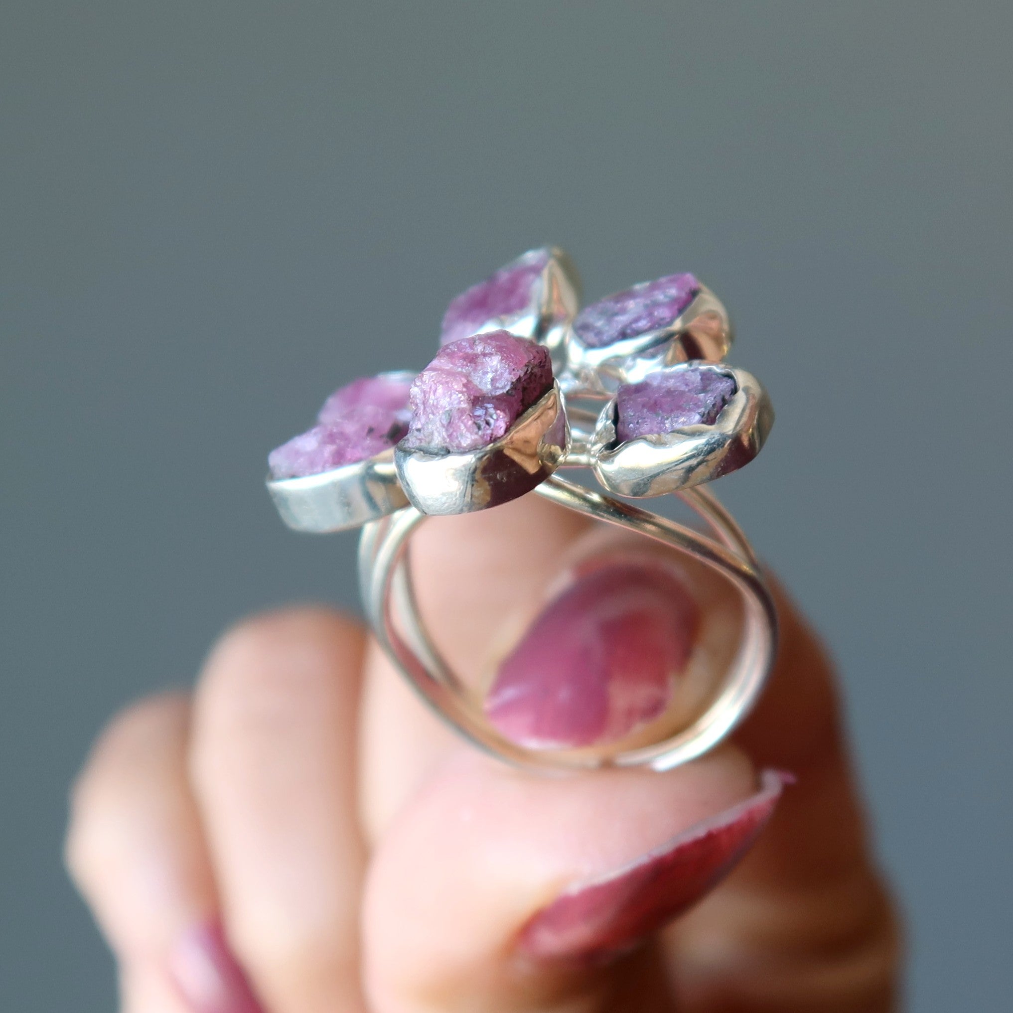 Pink Tourmaline Ring Orchid Sterling Silver Size 9.5