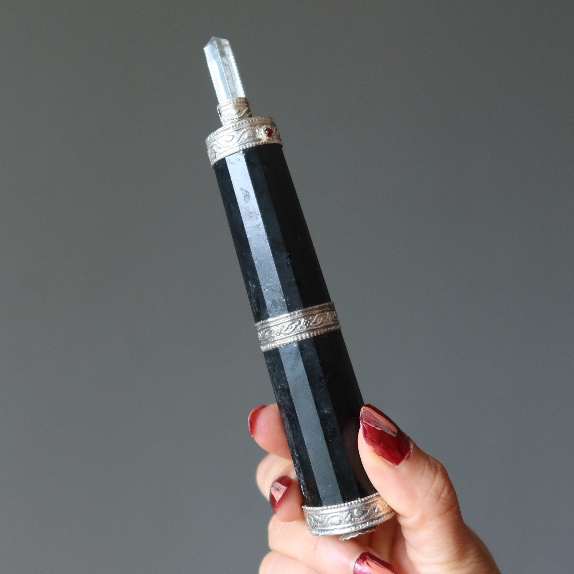 Black Tourmaline Aura Wand Wounded Warrior