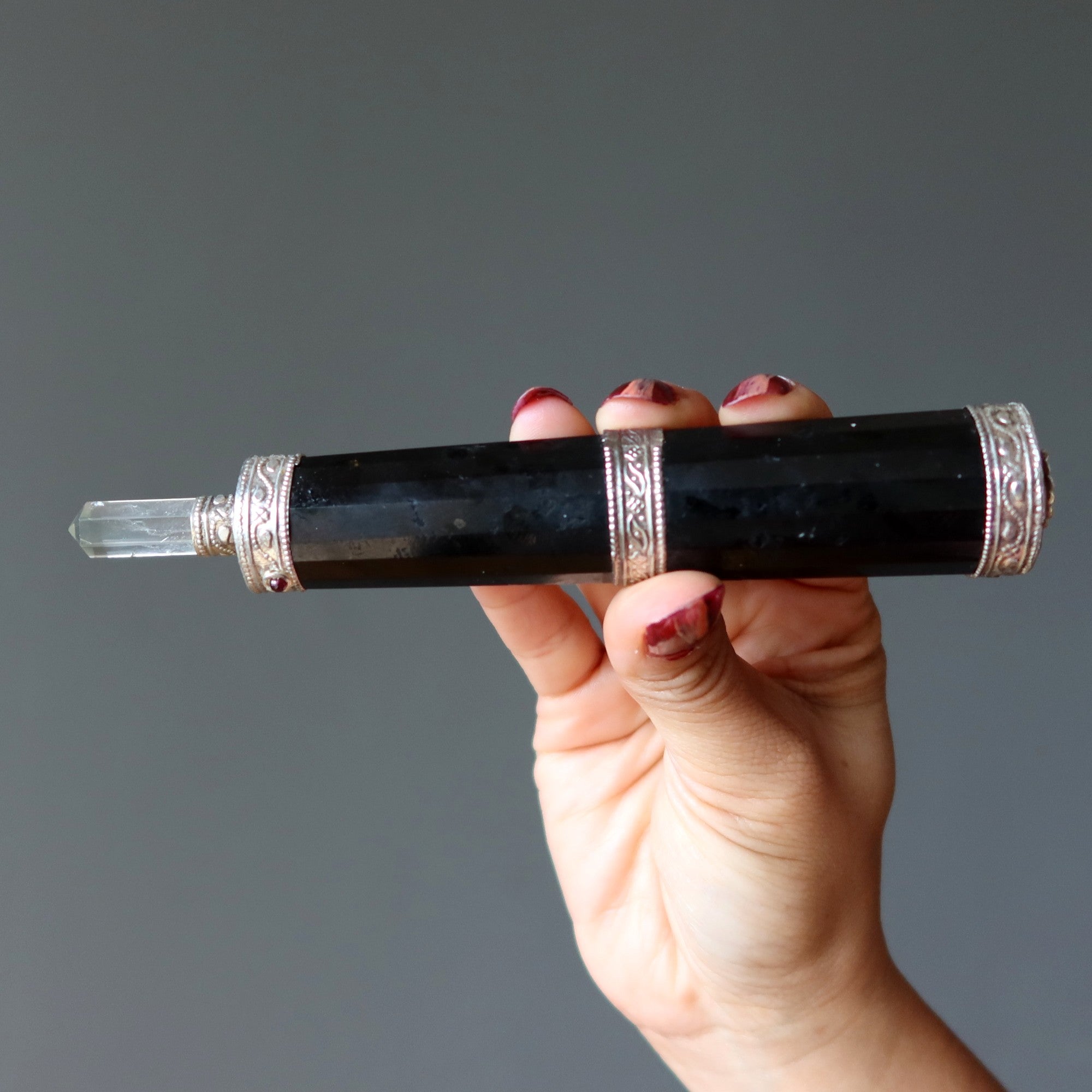 Black Tourmaline Aura Wand Wounded Warrior
