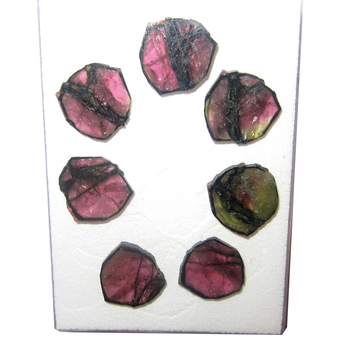 Wassermelonen-Turmalin-Edelstein 7 Schilde der Liebe Pink Set