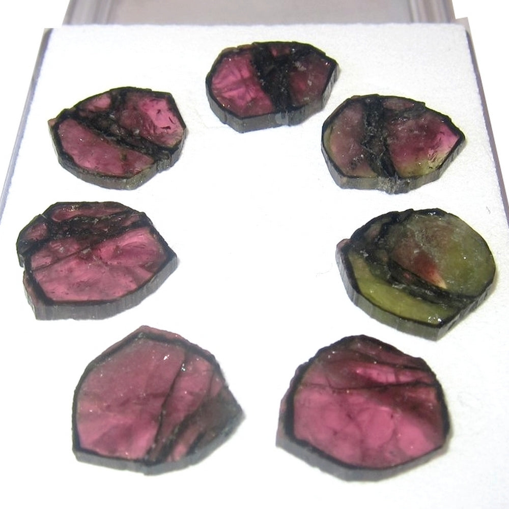 Wassermelonen-Turmalin-Edelstein 7 Schilde der Liebe Pink Set