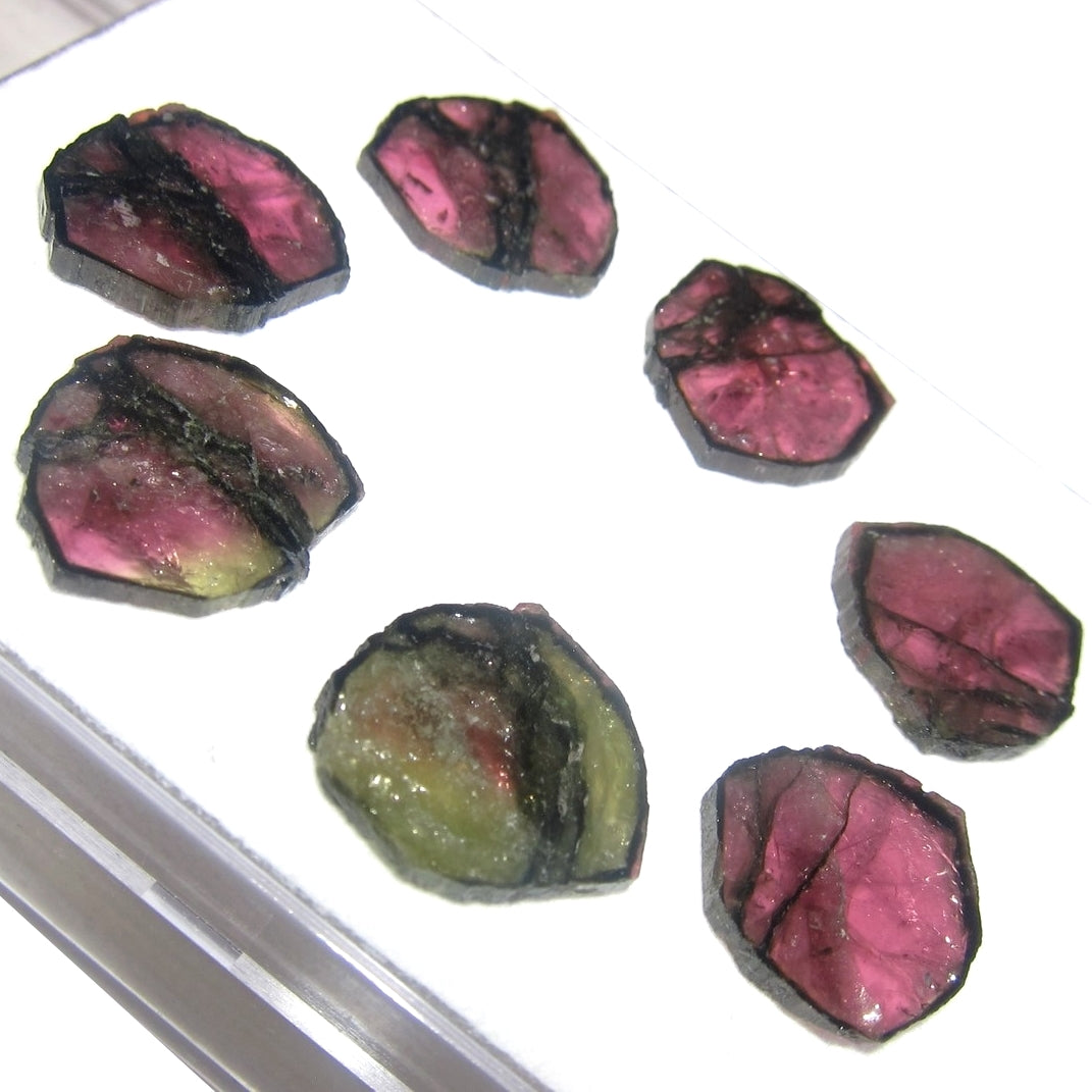 Wassermelonen-Turmalin-Edelstein 7 Schilde der Liebe Pink Set