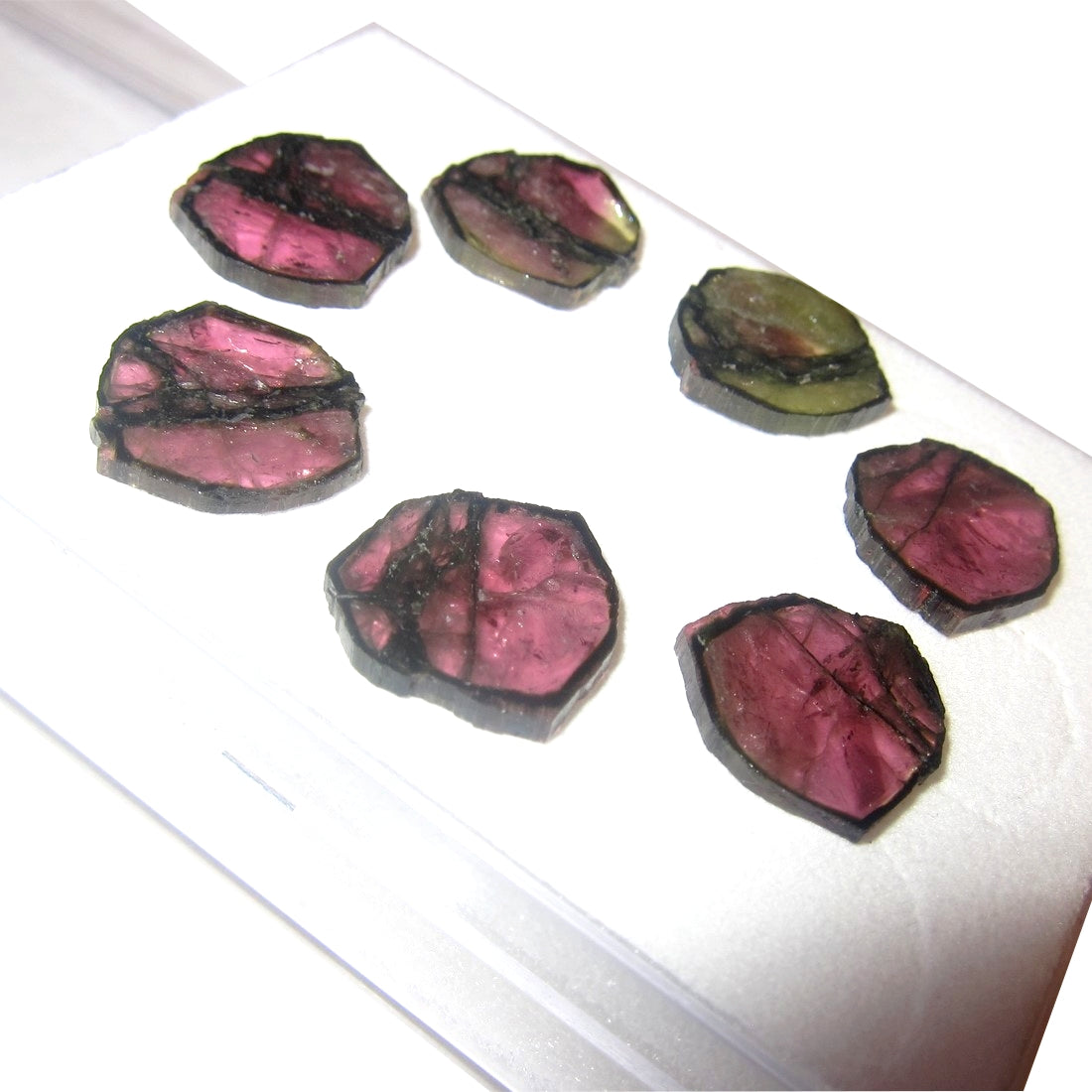 Wassermelonen-Turmalin-Edelstein 7 Schilde der Liebe Pink Set