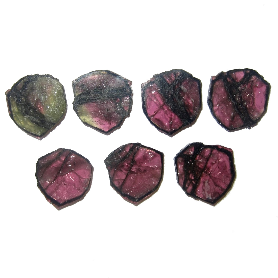 Wassermelonen-Turmalin-Edelstein 7 Schilde der Liebe Pink Set