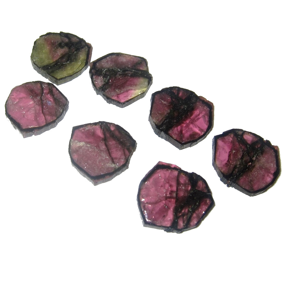 Wassermelonen-Turmalin-Edelstein 7 Schilde der Liebe Pink Set