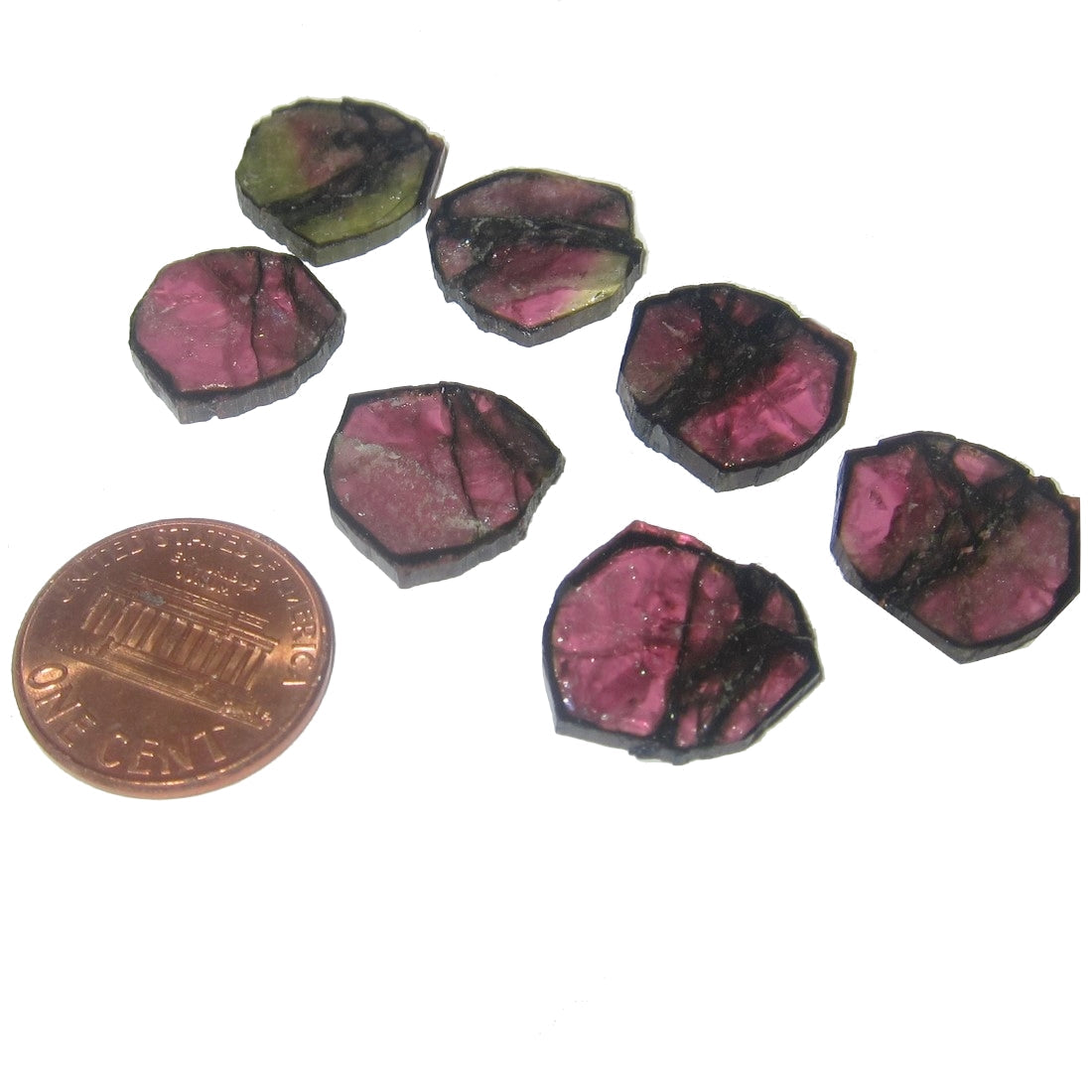 Wassermelonen-Turmalin-Edelstein 7 Schilde der Liebe Pink Set