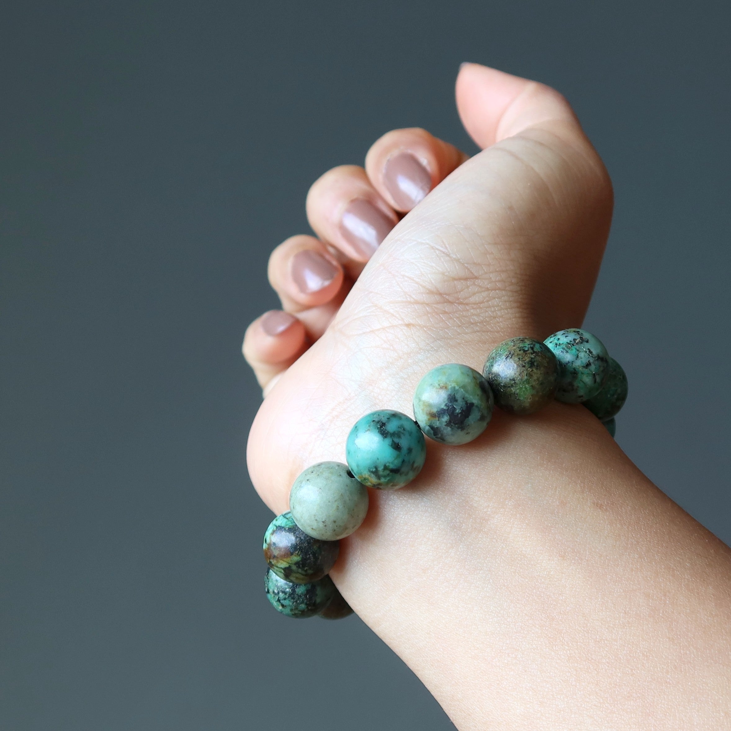 Afrikanisches Türkis Armband Grüner Jaspis Stein der Evolution