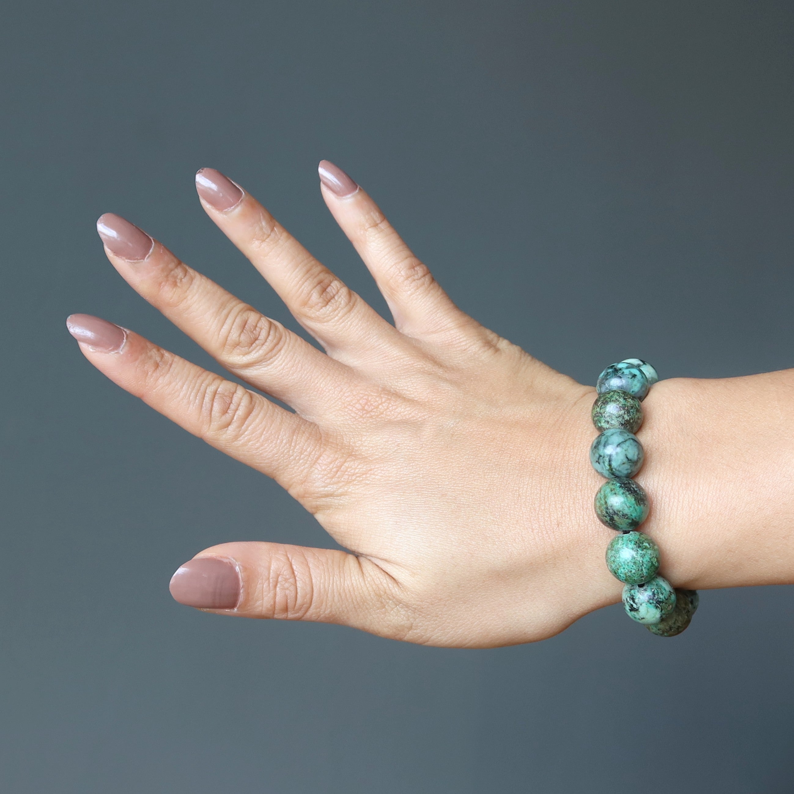 Afrikanisches Türkis Armband Grüner Jaspis Stein der Evolution