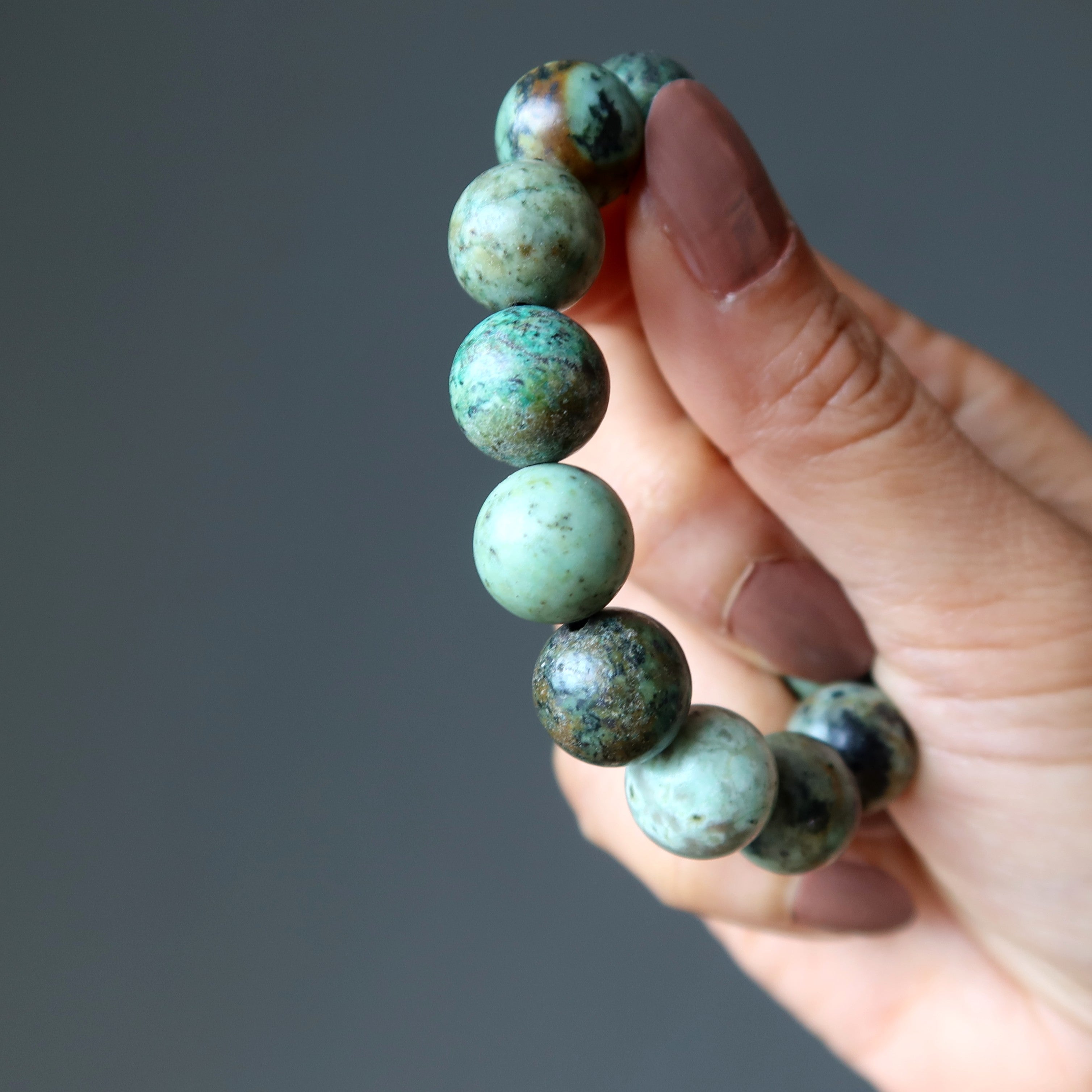 Afrikanisches Türkis Armband Grüner Jaspis Stein der Evolution
