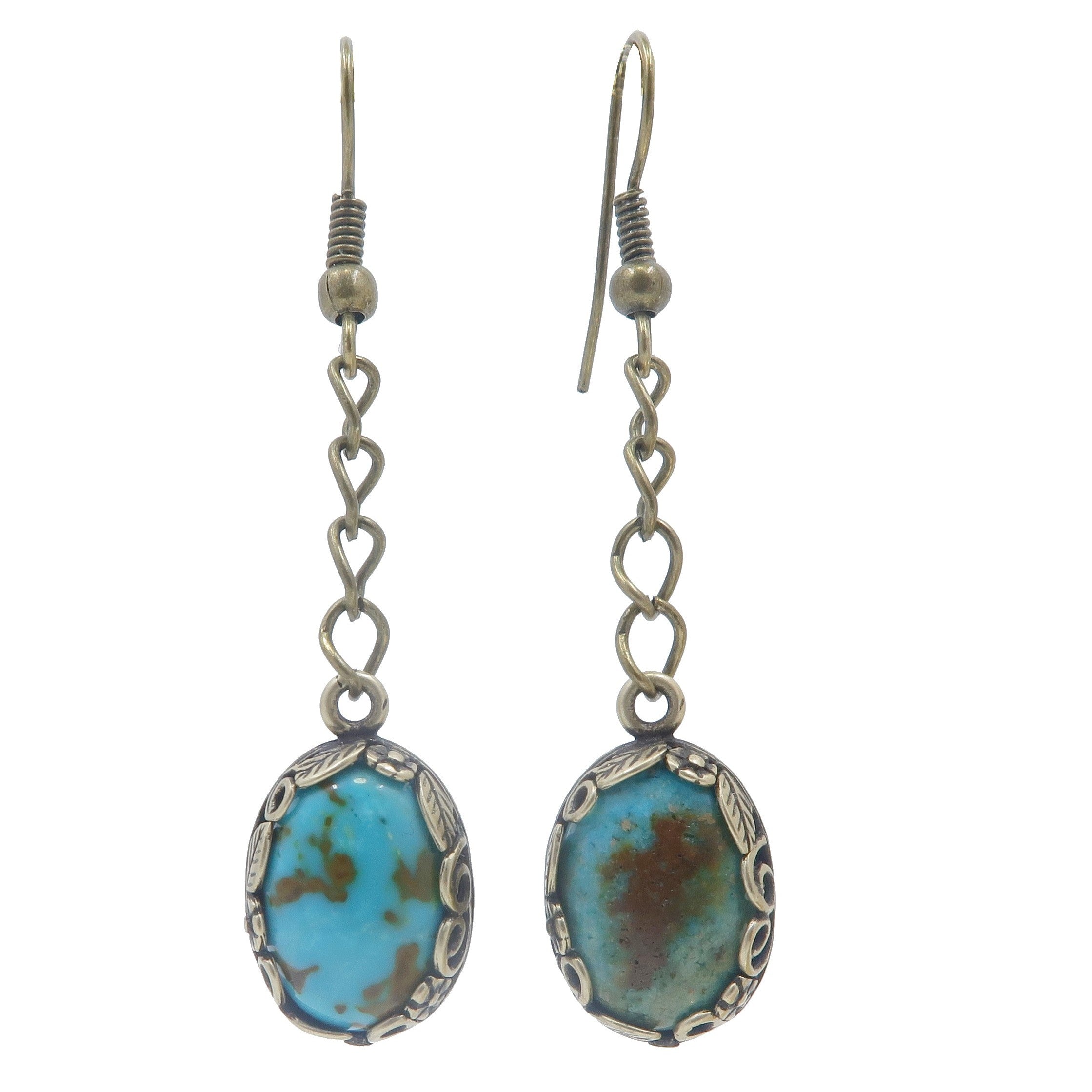 Türkis Ohrringe Earth Sky Gems Antikes Blatt