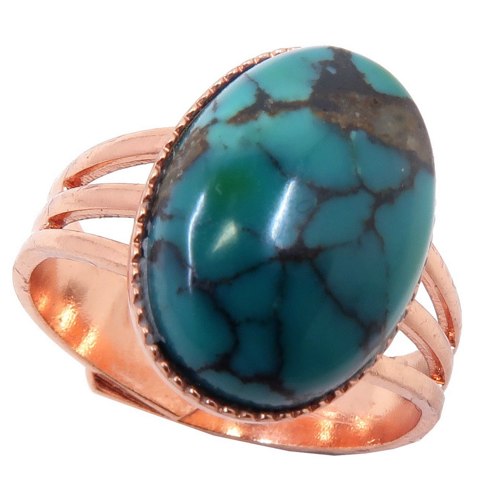Turquoise Ring Shamanic Stone Copper Adjustable