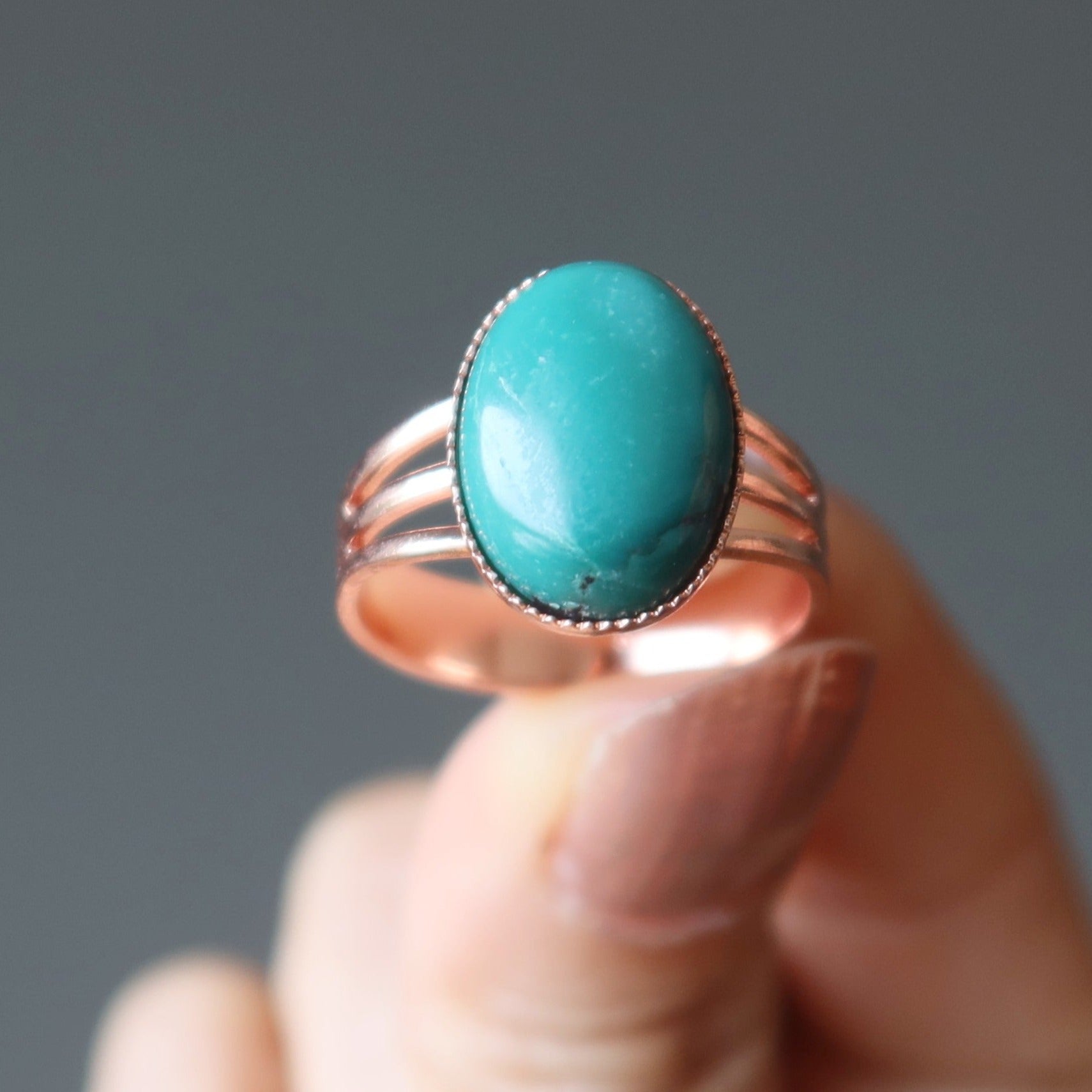 Turquoise Ring Shamanic Stone Copper Adjustable