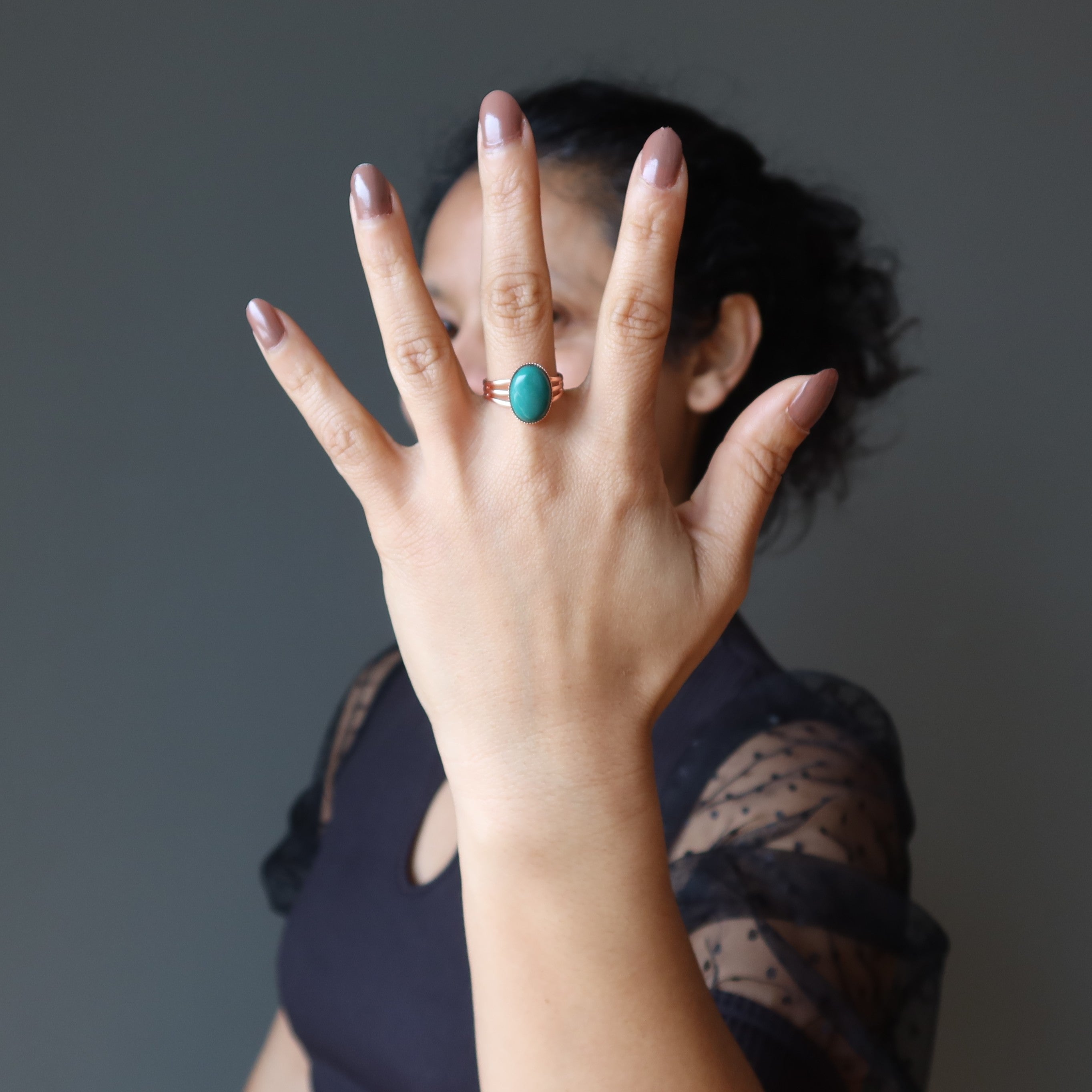 Turquoise Ring Shamanic Stone Copper Adjustable