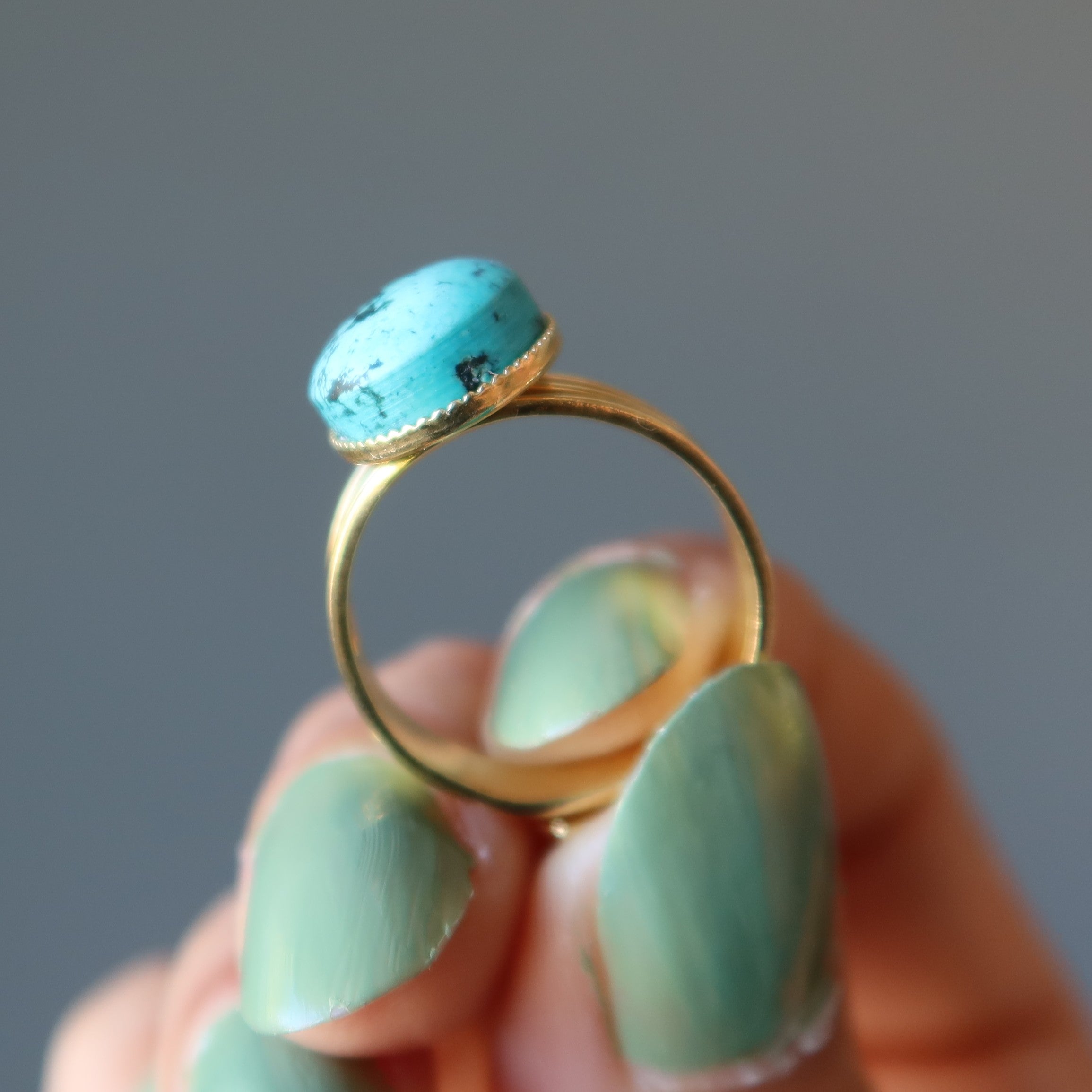 Türkis Ring Auge des Geistes Gold Verstellbar