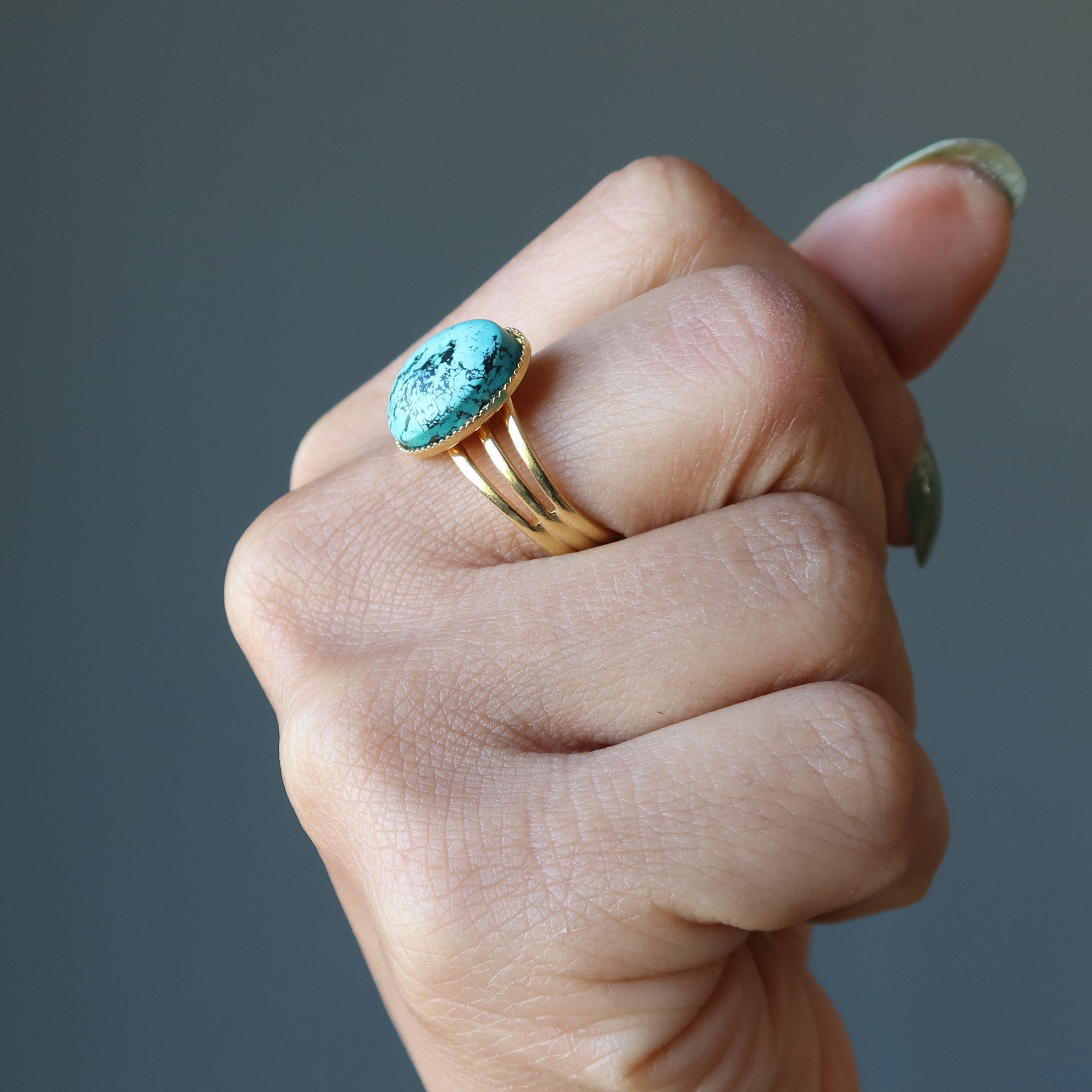 Türkis Ring Auge des Geistes Gold Verstellbar