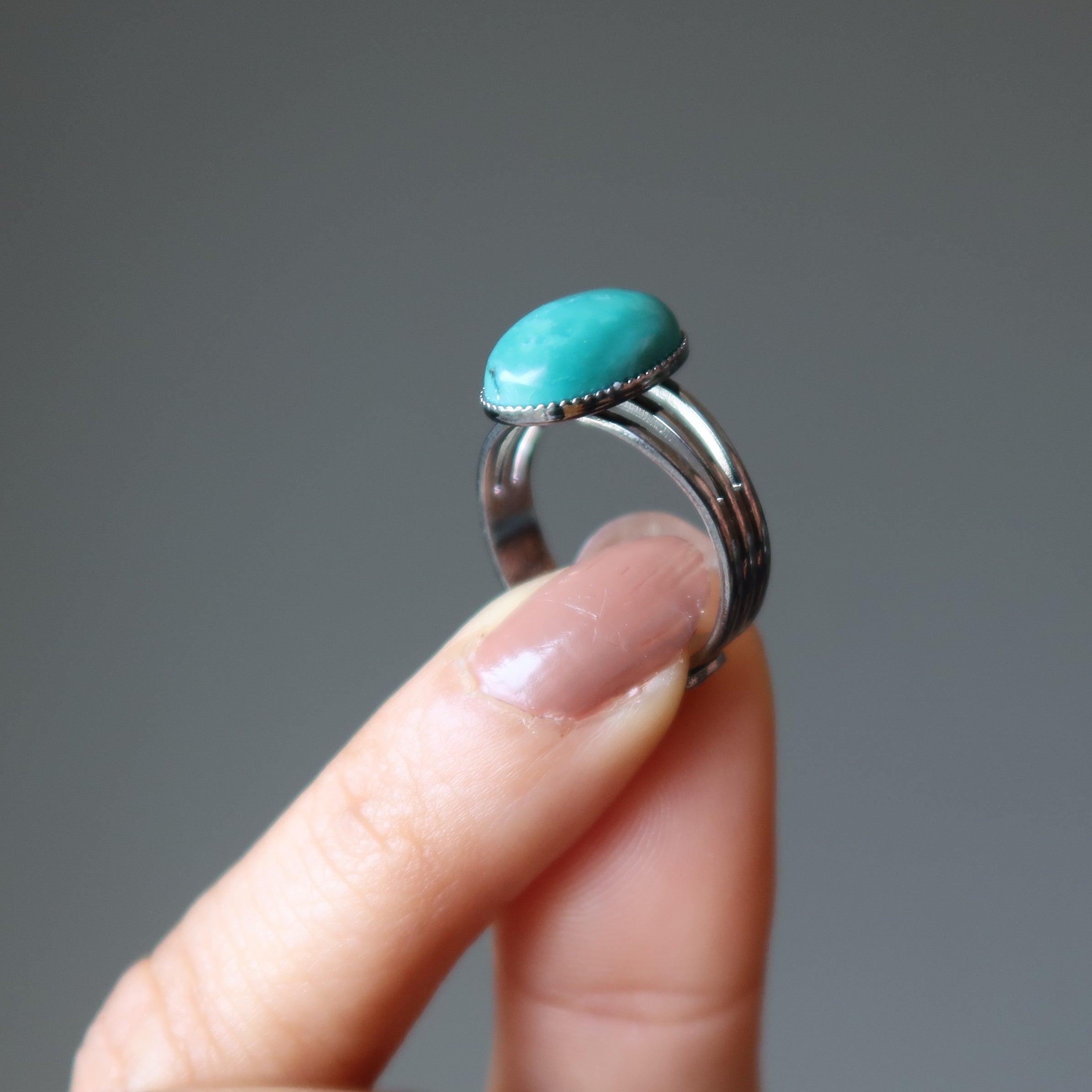 Türkisring verstellbar Gunmetal