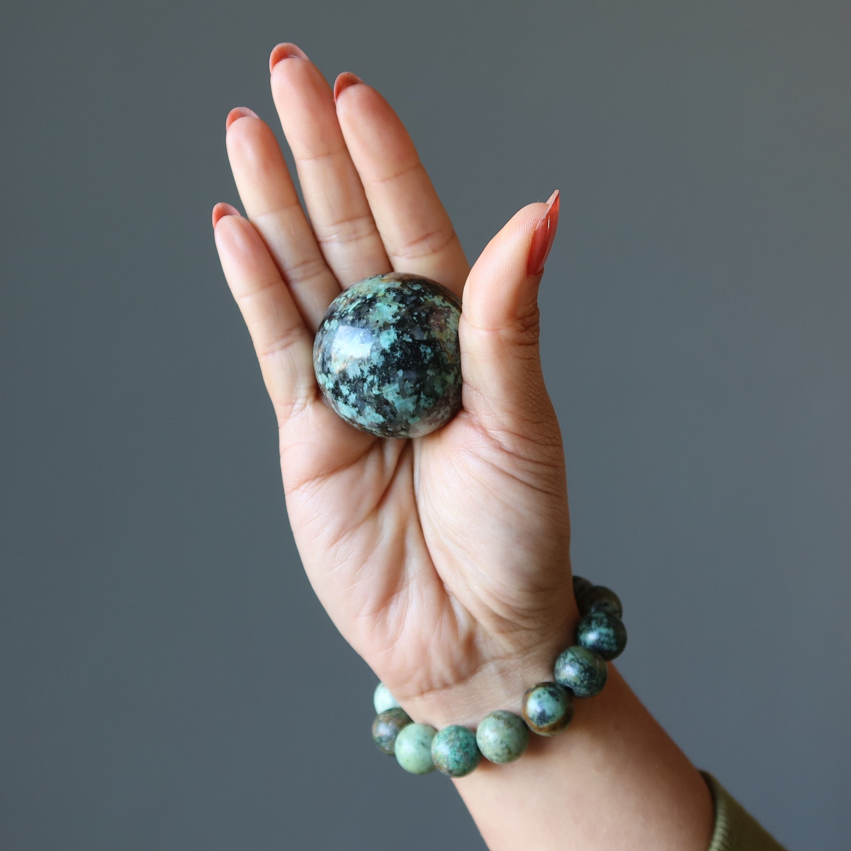 African Turquoise Sphere Exotic Jasper Crystal Ball