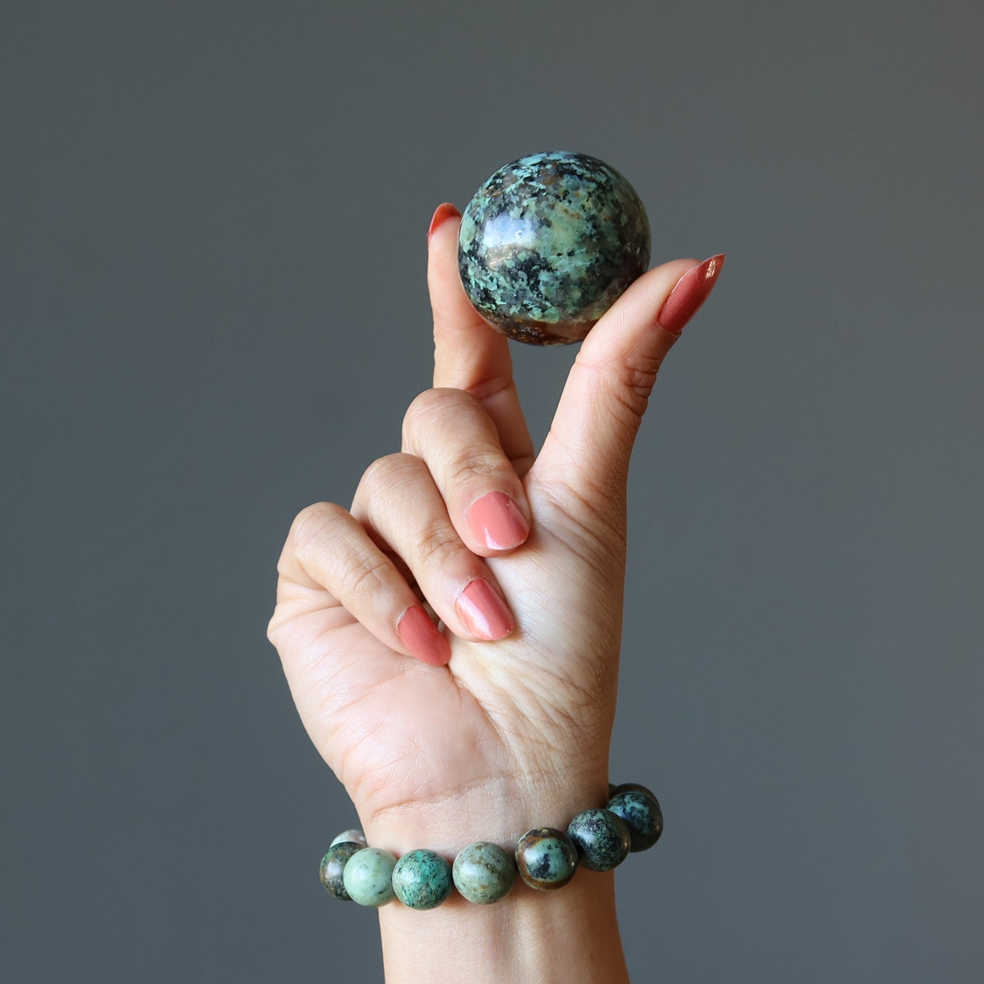 African Turquoise Sphere Exotic Jasper Crystal Ball