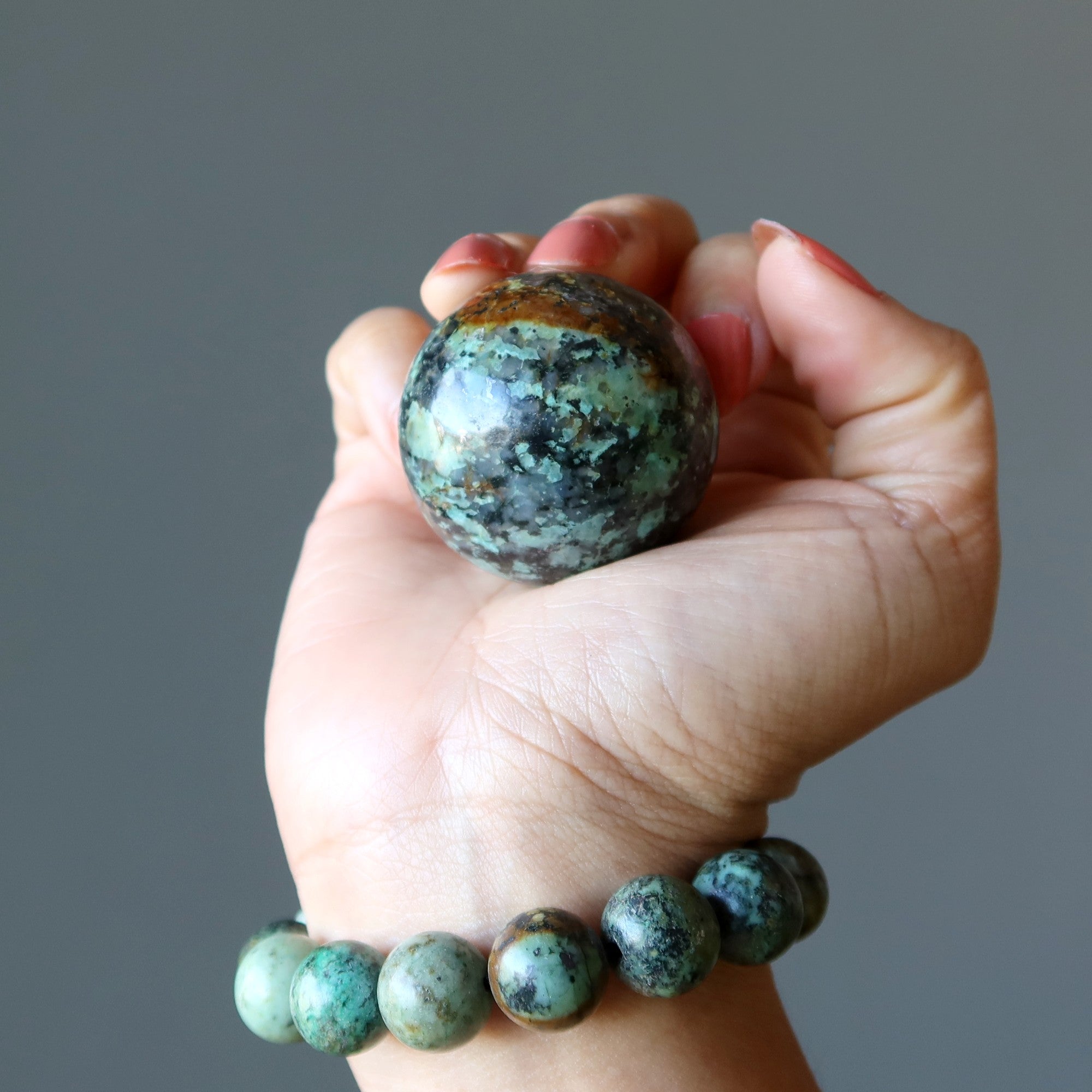African Turquoise Sphere Exotic Jasper Crystal Ball