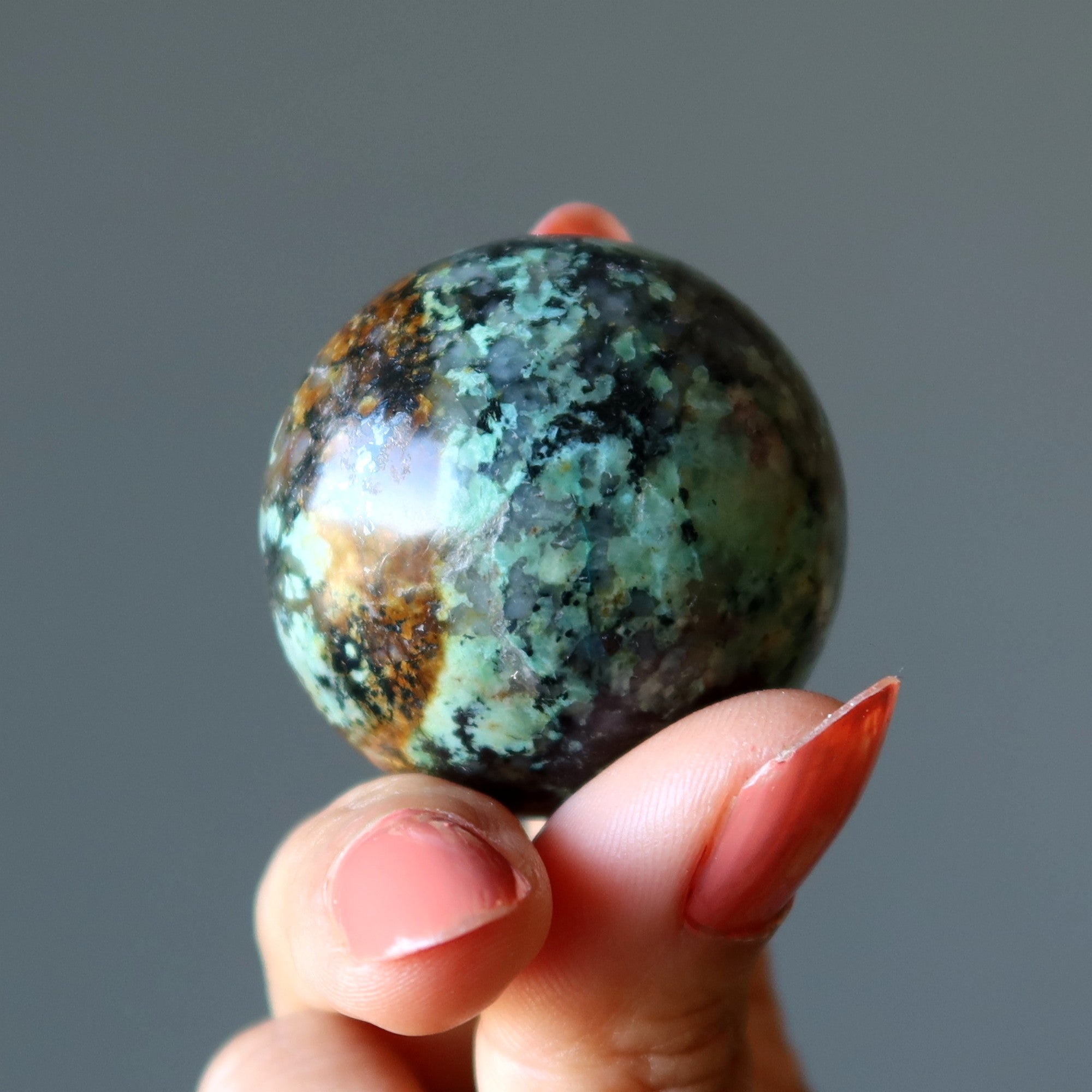 African Turquoise Sphere Exotic Jasper Crystal Ball