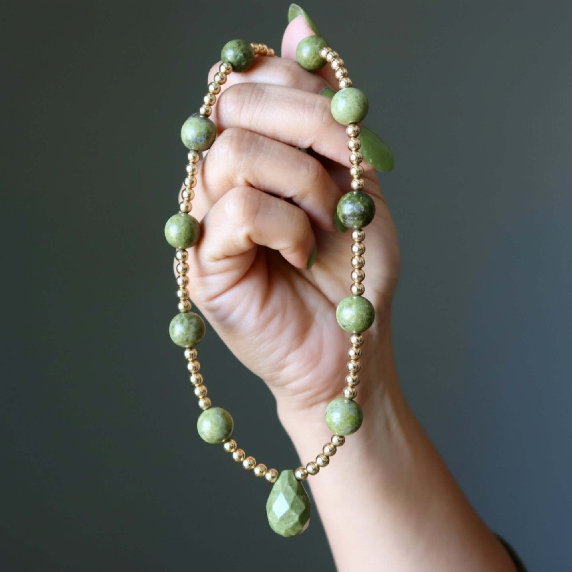 Collier en unakite Pierre de créateur pour rêveur Perles en laiton