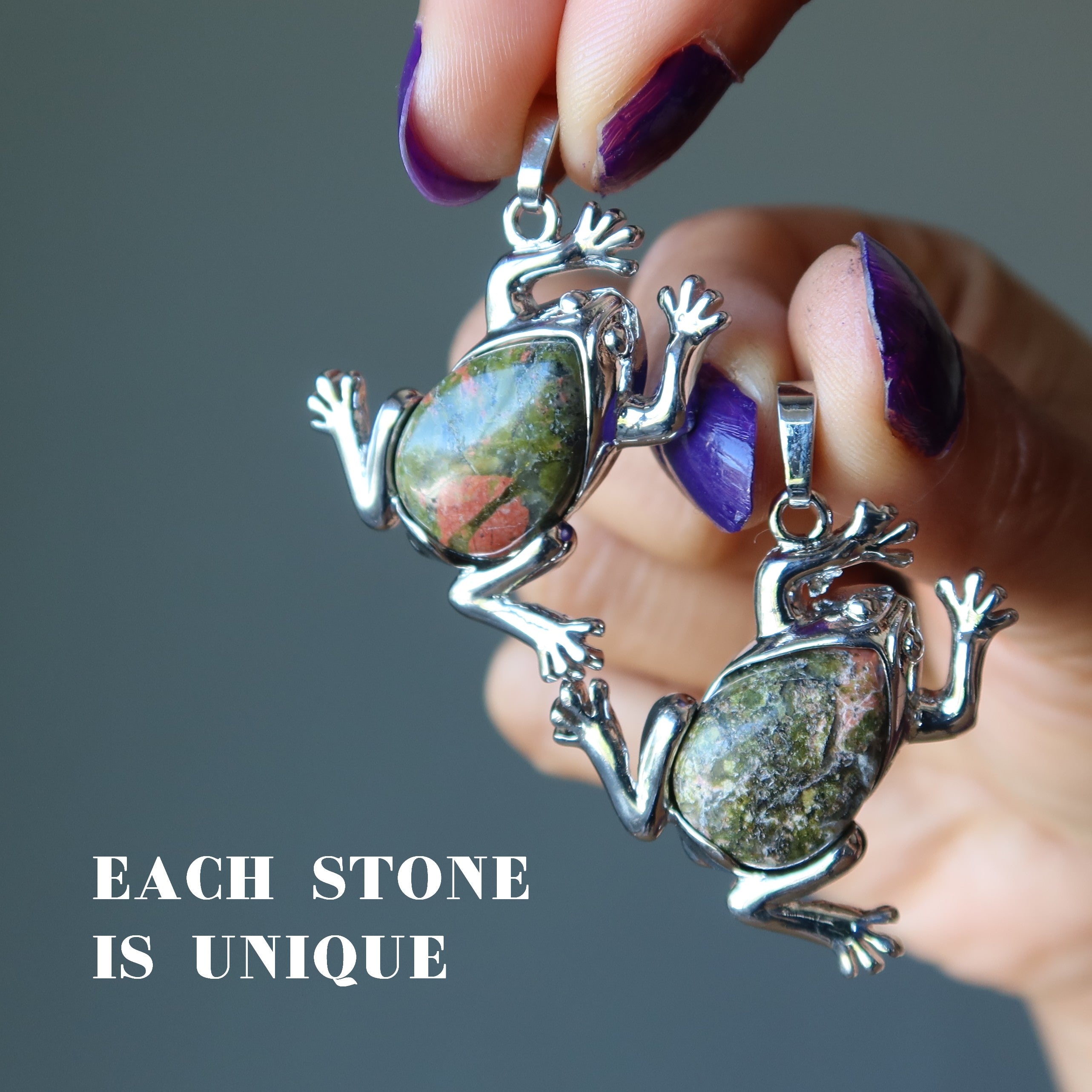 Unakite Pendant Frog Skip 'n Hop Gemstone Silver